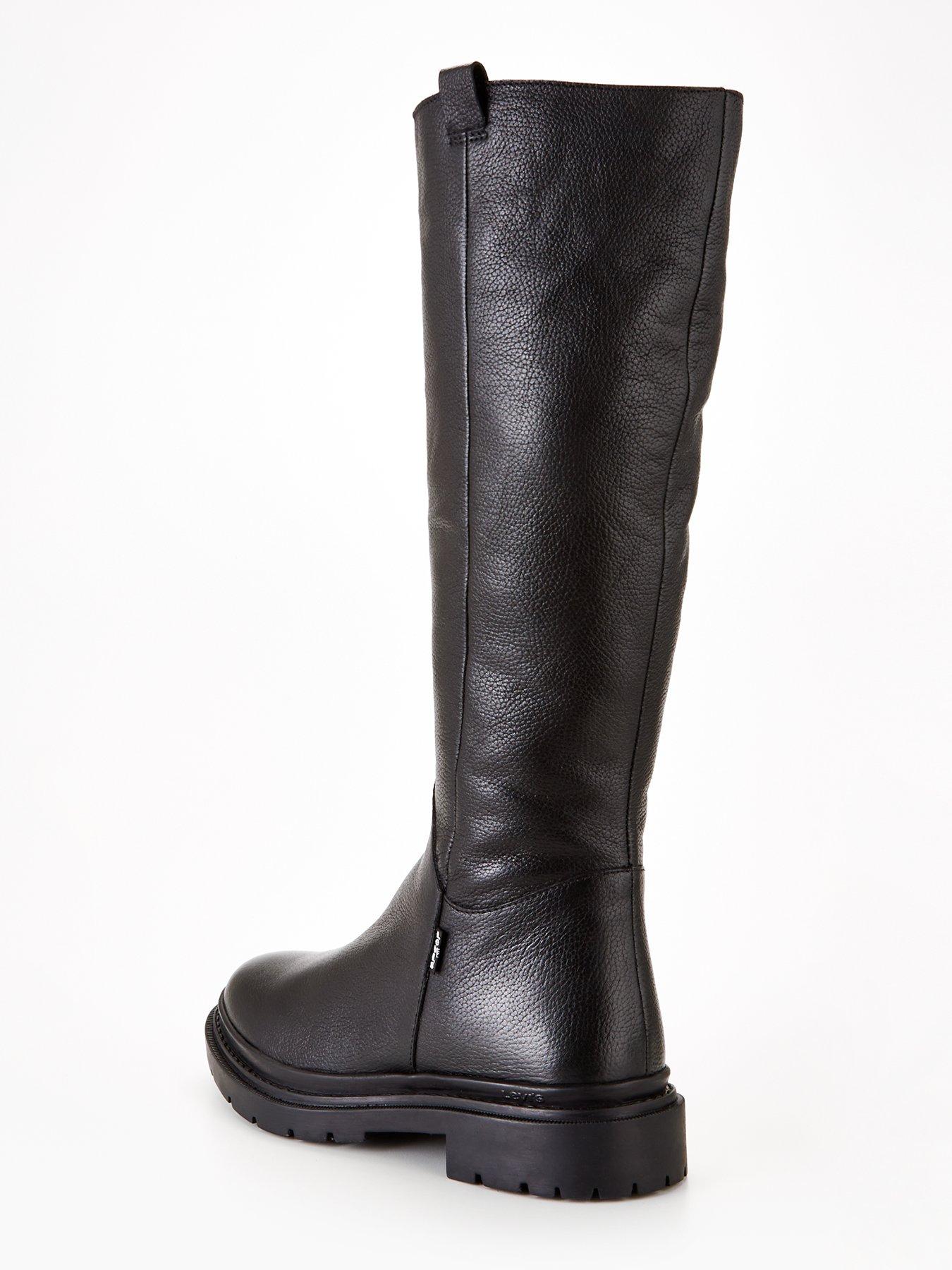 Calf length leather outlet boots