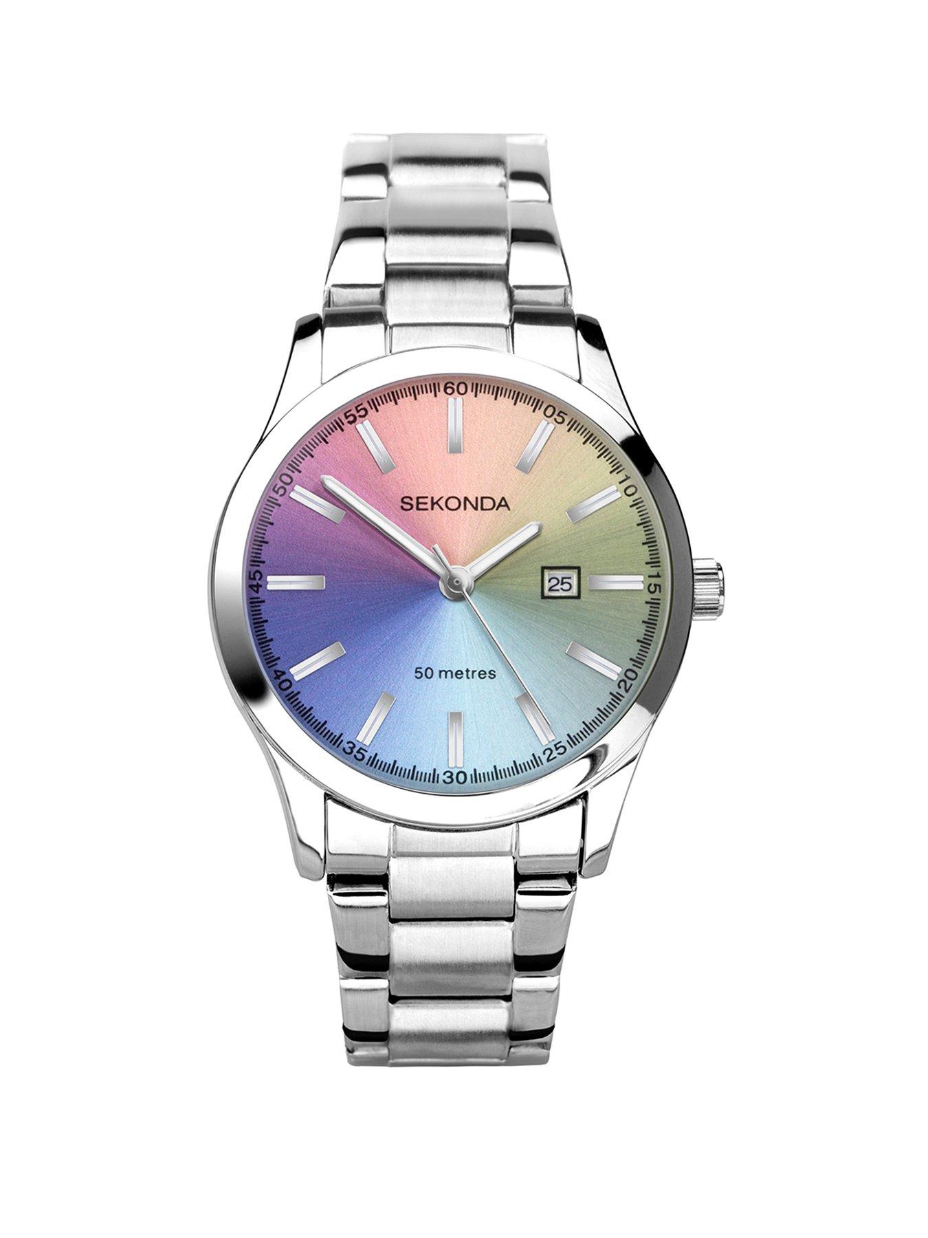 Sekonda Womens Taylor Silver Stainless Steel Bracelet with Rainbow Dial Analogue Watch