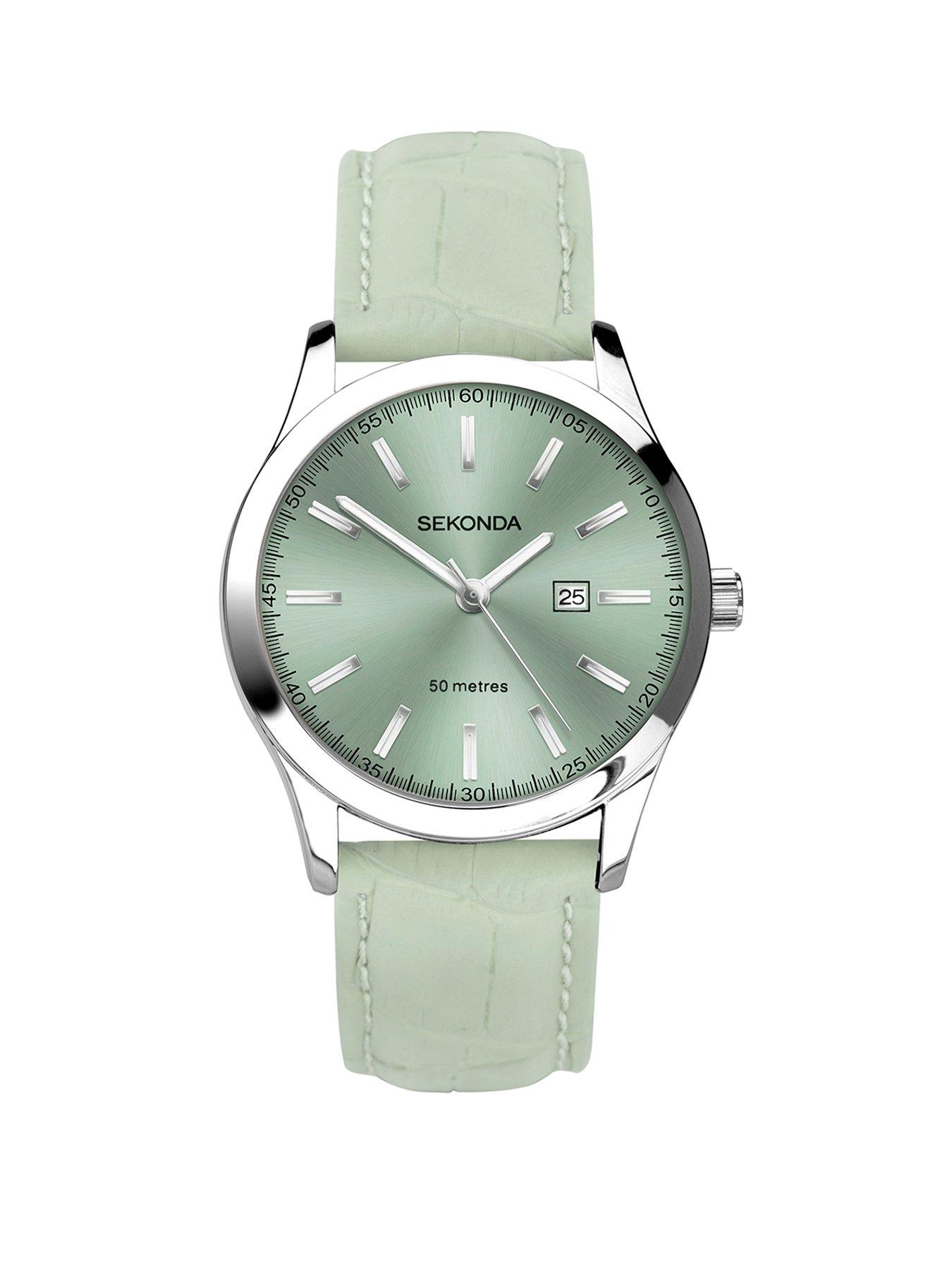 Sekonda Womens Light Green Leather Strap Analogue Watch