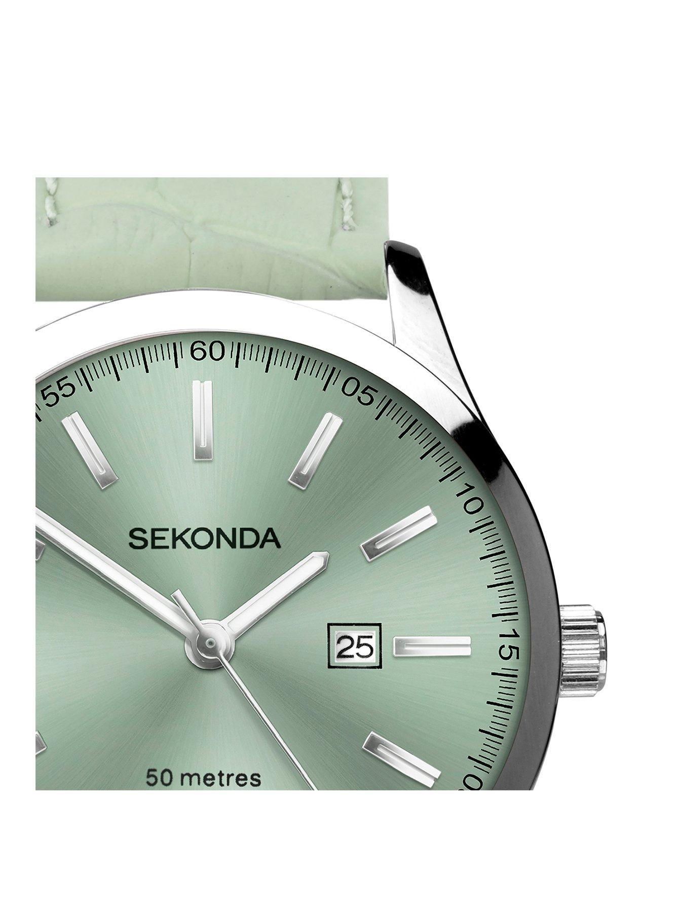 sekonda-womens-light-green-leather-strap-analogue-watchstillFront