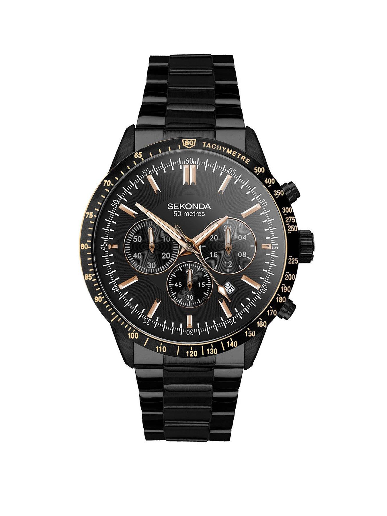 Image 1 of 6 of Sekonda Mens Black Stainless Steel Chronograph Watch