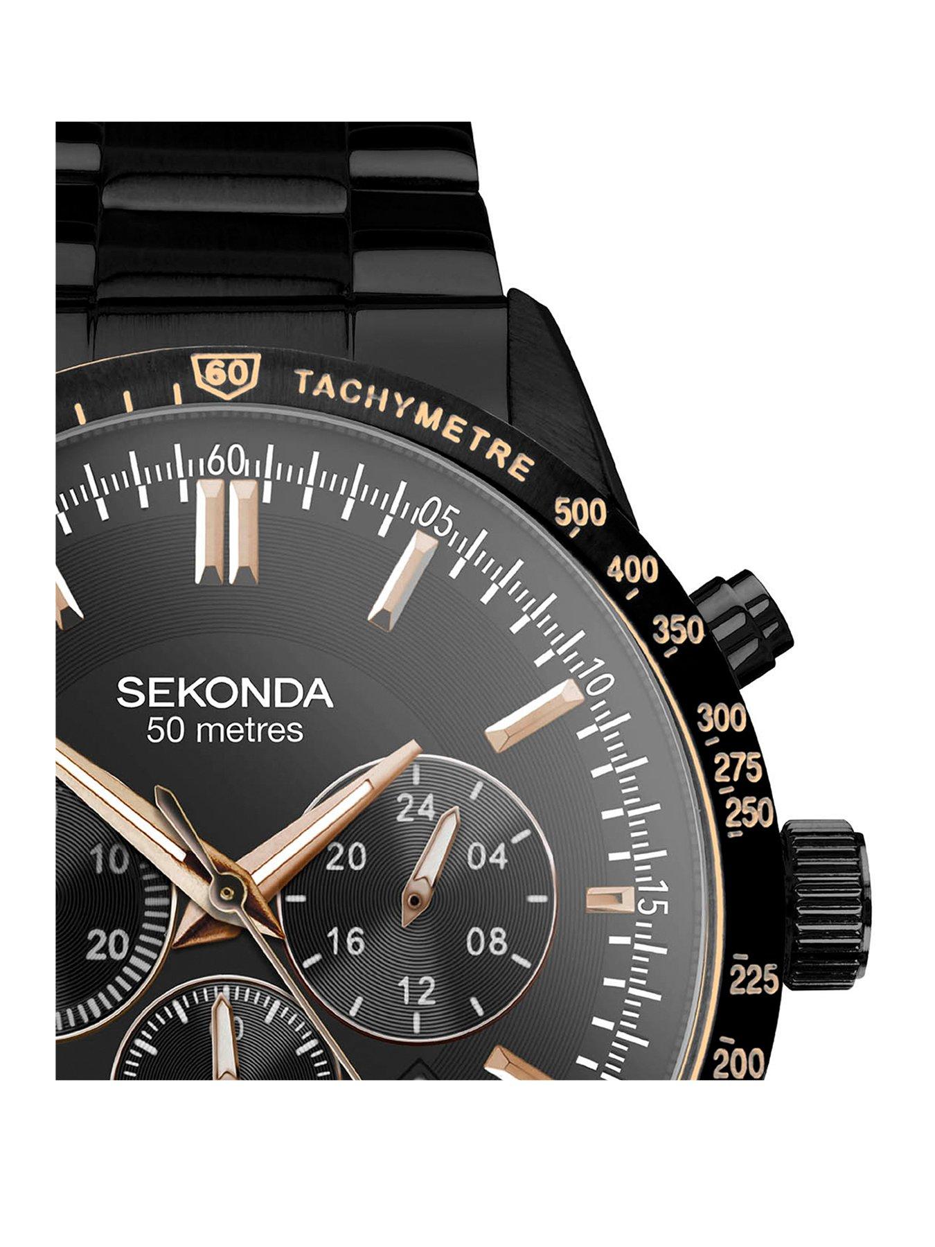 Image 2 of 6 of Sekonda Mens Black Stainless Steel Chronograph Watch