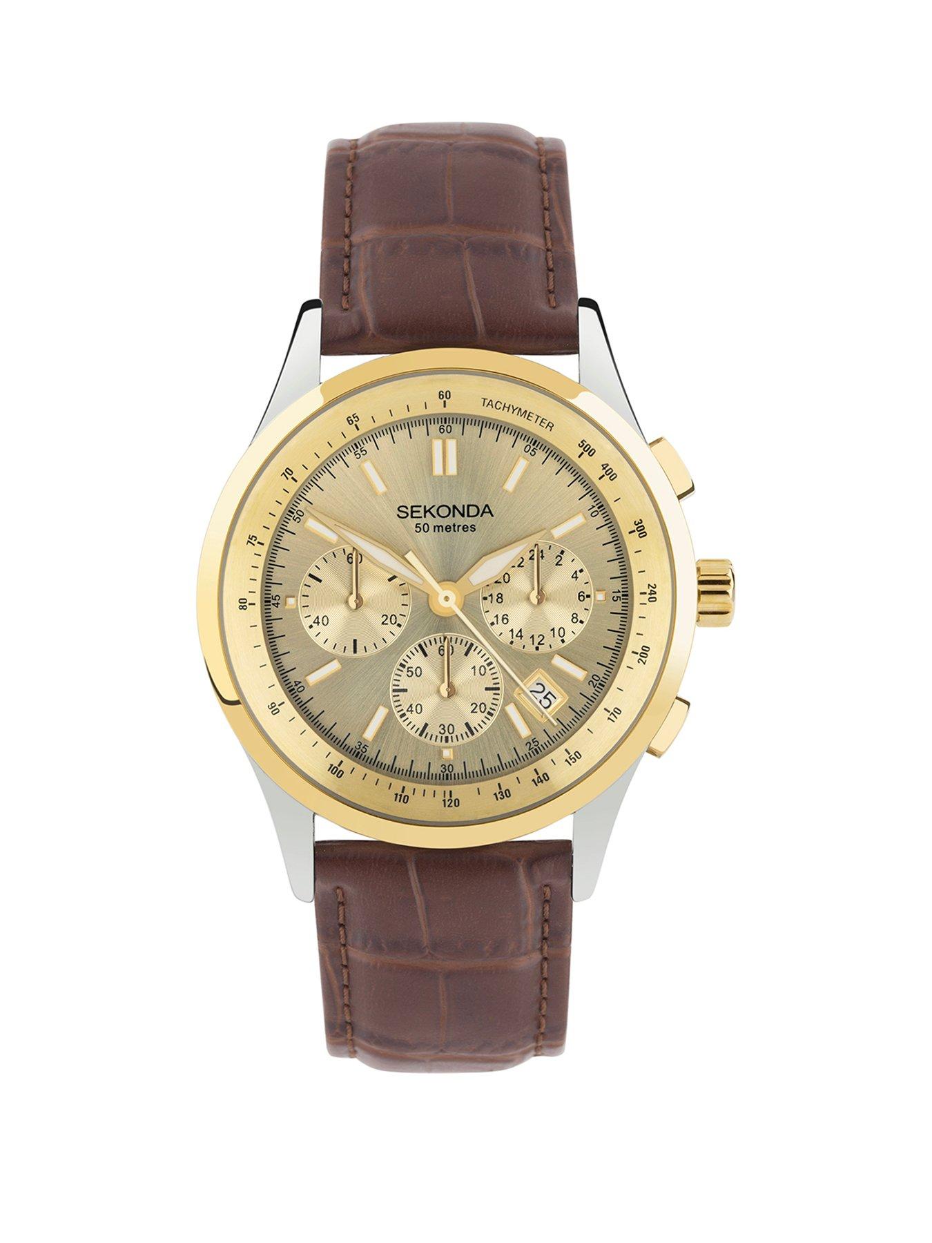 sekonda-mens-brown-leather-strap-chronograph-watch