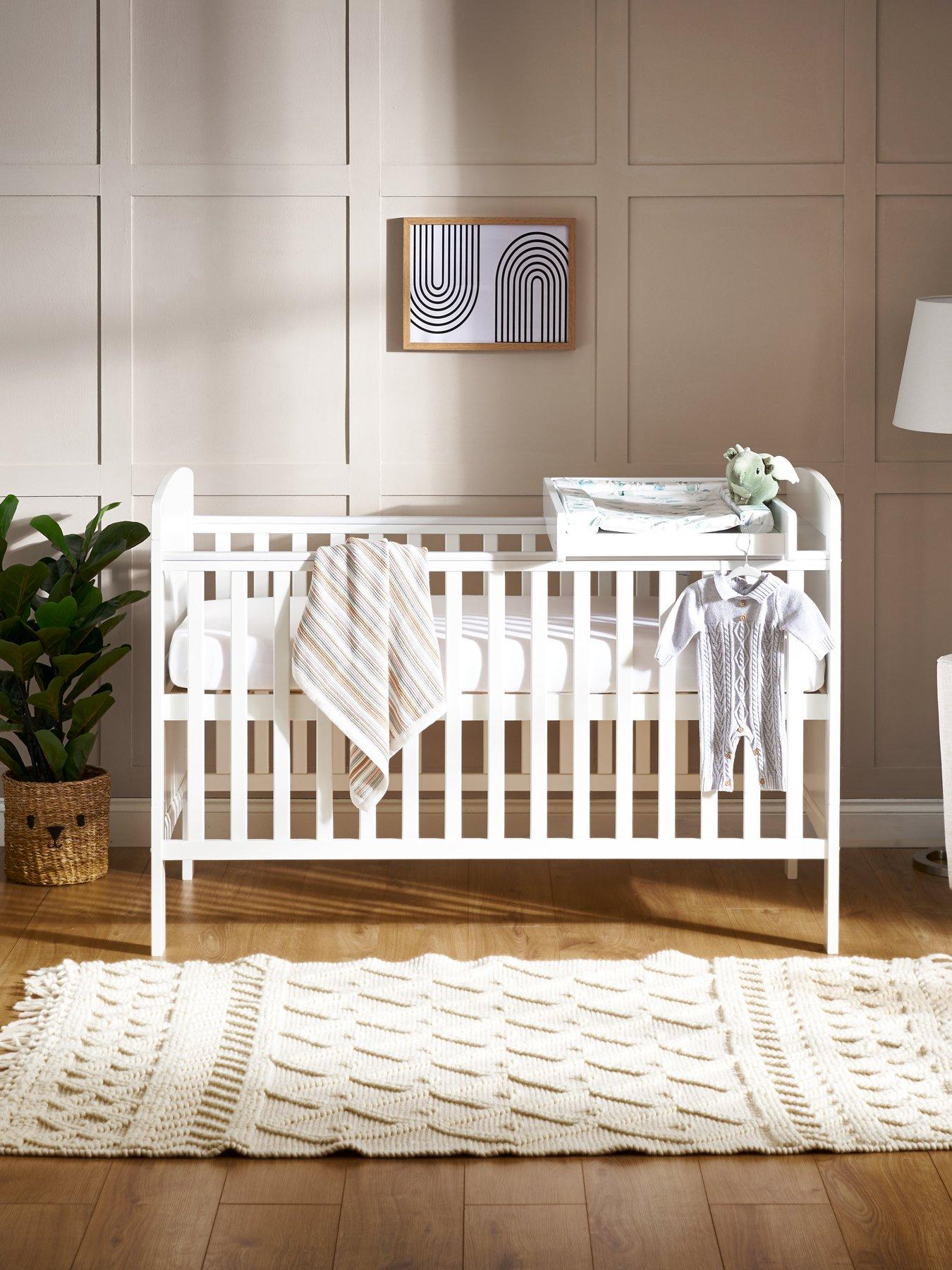 Image 1 of 7 of Obaby Grace Cot Bed, Cot Top Changer + Fibre Mattress - White