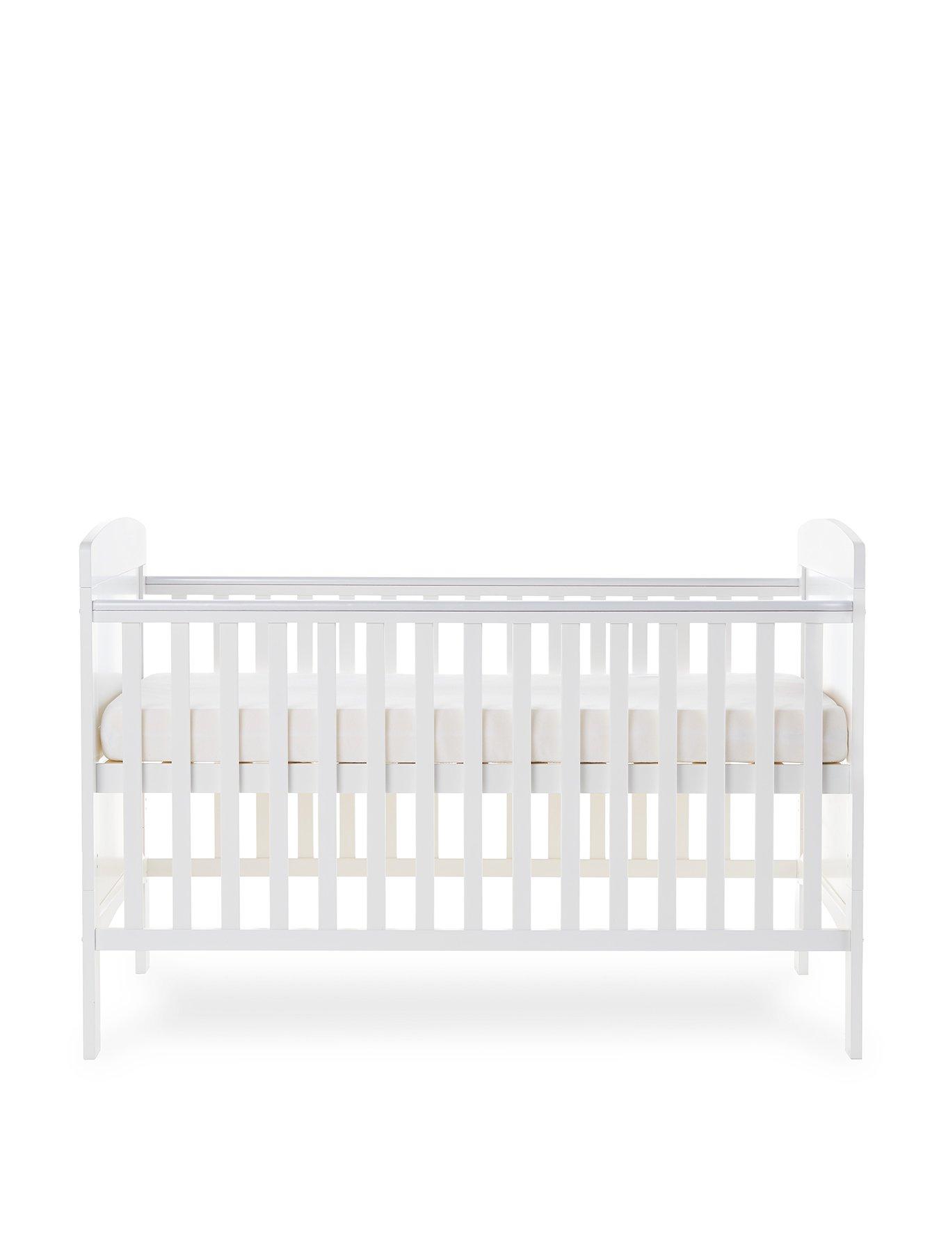 Image 3 of 7 of Obaby Grace Cot Bed, Cot Top Changer + Fibre Mattress - White