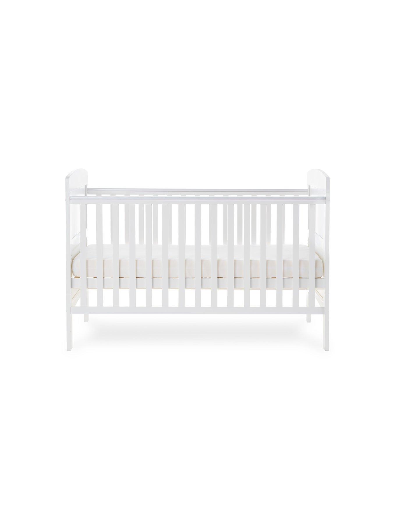 Image 4 of 7 of Obaby Grace Cot Bed, Cot Top Changer + Fibre Mattress - White