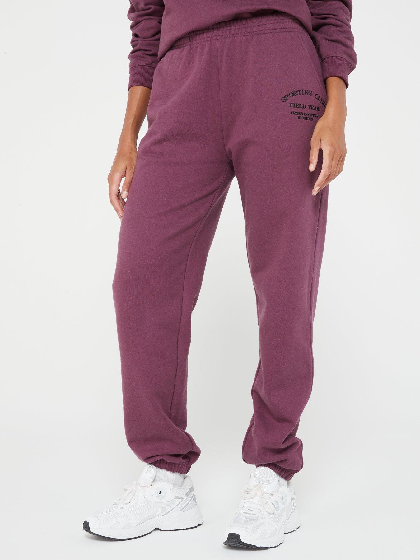 Womens Nike Air 7/8 Fleece Trousers XS Purple Plum Sweatpants Pants Cuffed  Pant