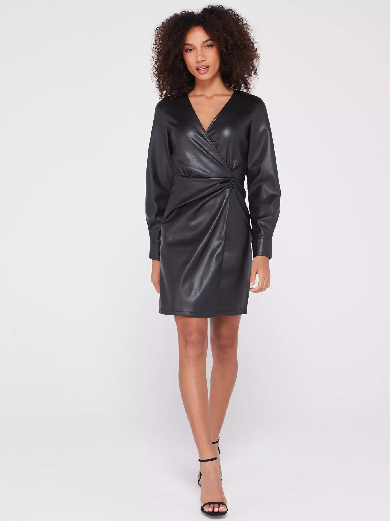 LS 100 Percent You Plus Size Ruched Faux-Leather Dress