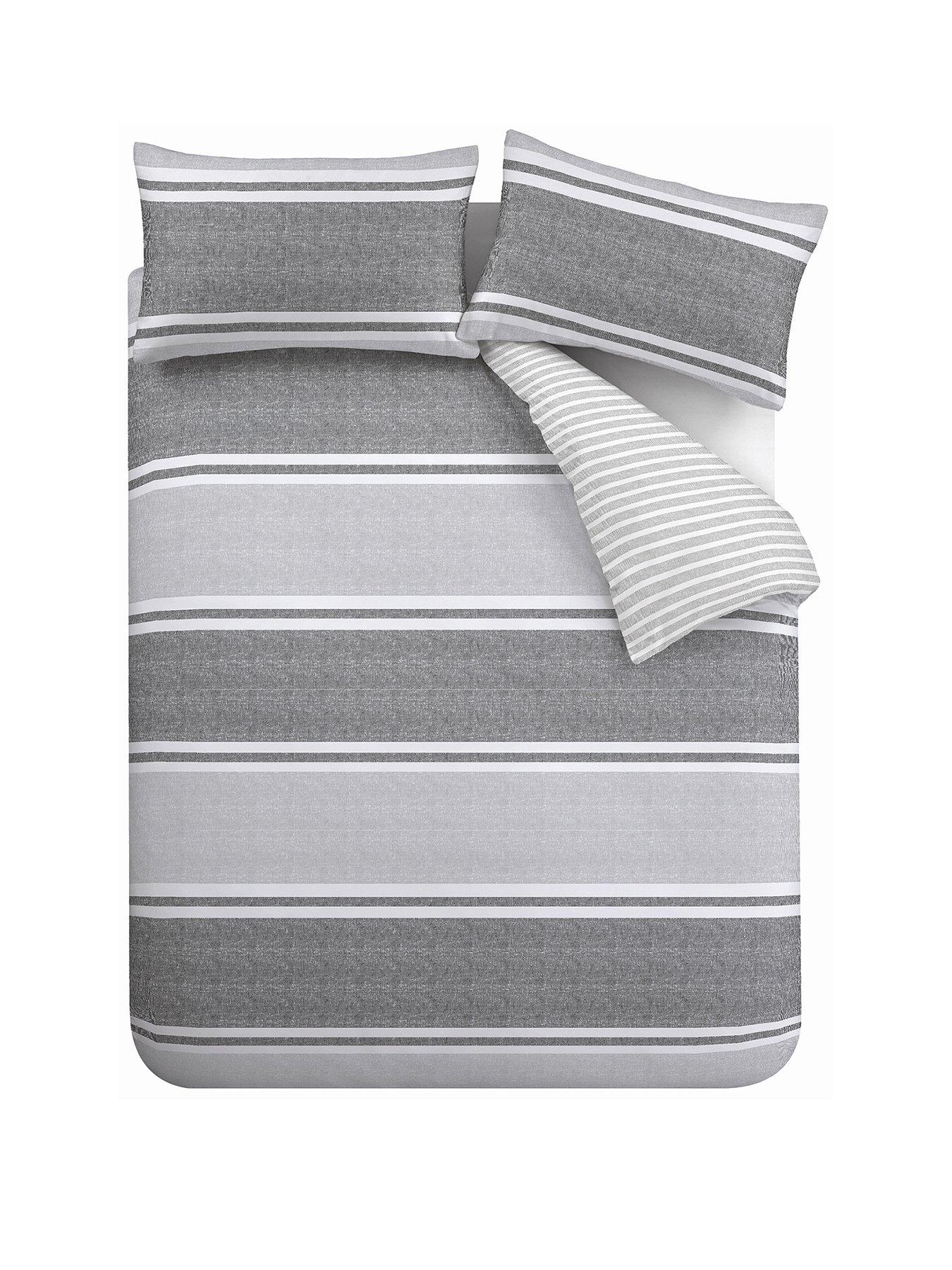 catherine-lansfield-textured-banded-stripe-duvet-covernbspset-charcoalstillFront