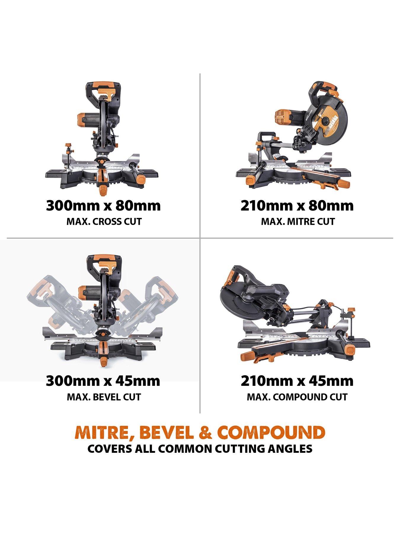 Image 4 of 8 of EVOLUTION Evolution R255SMS-DB+ Pro-Pack 255mm Multi-Material Double Bevel Sliding Mitre Saw