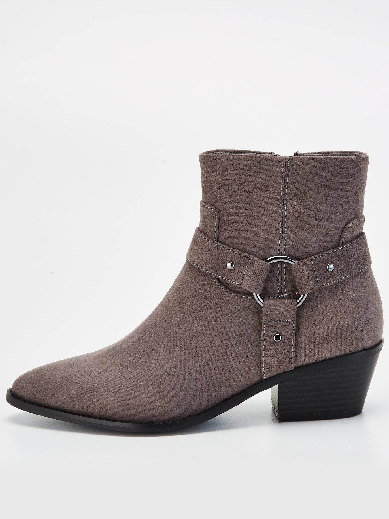 Grey western shop ankle boots