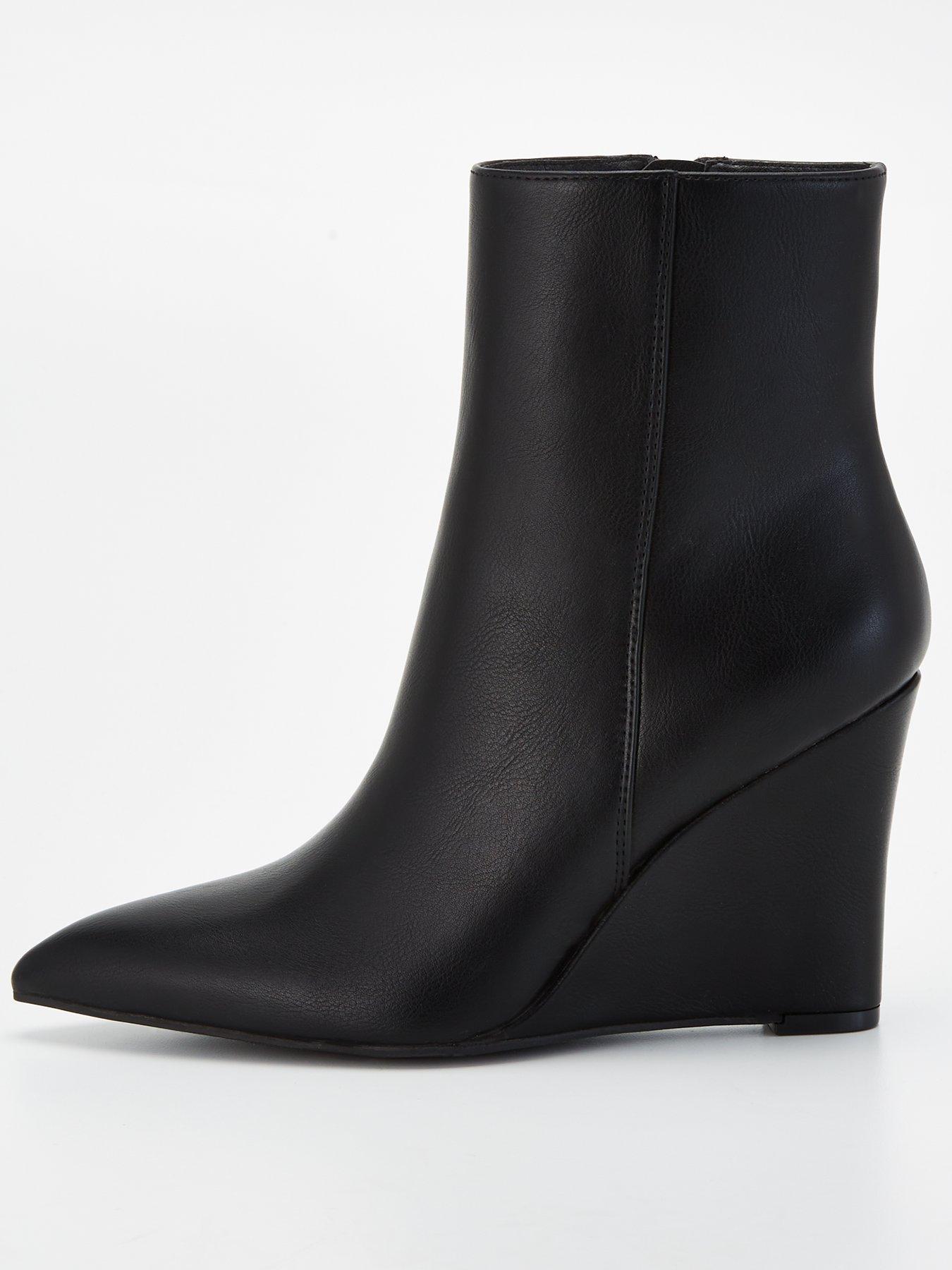 Black booties wedges sale