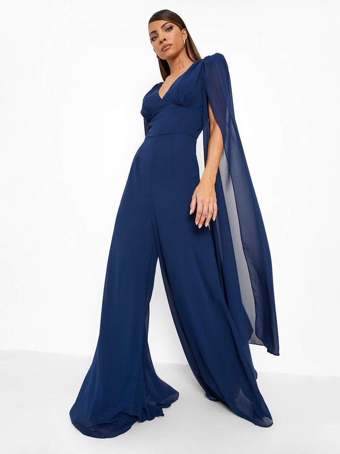 Navy jumpsuit with cape online