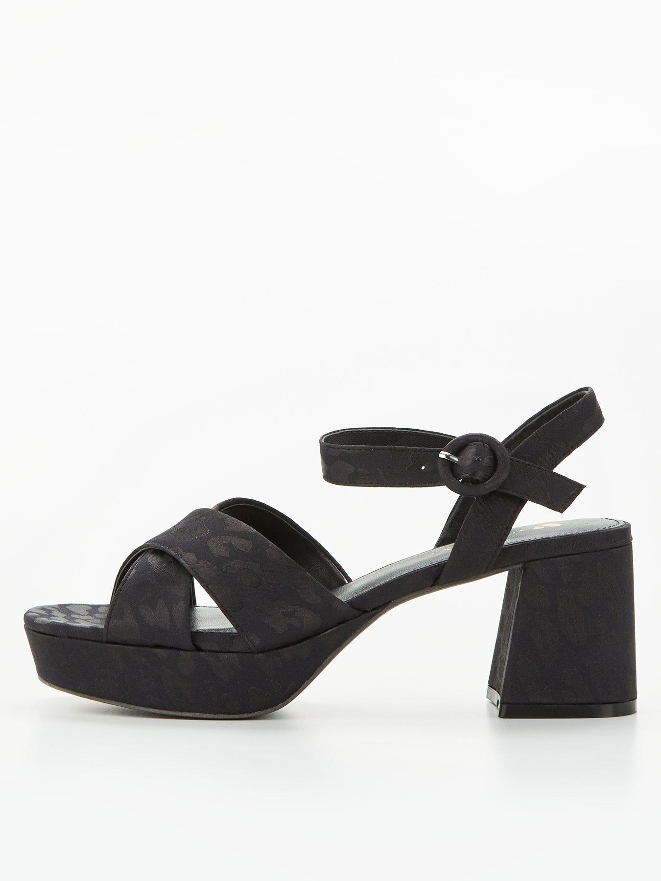 V by Very WIDE FIT BLOCK HEEL PLATFORM SANDAL Black Very Ireland