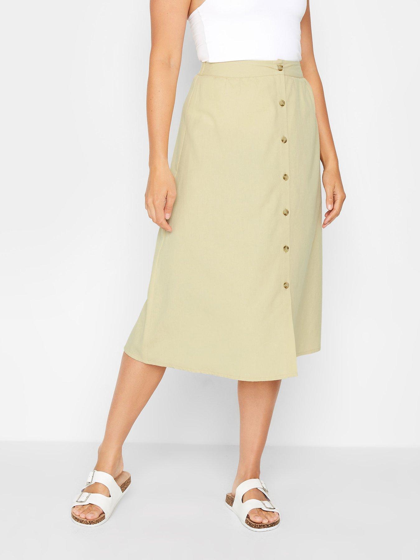 long-tall-sally-long-tall-sally-stone-linen-button-through-skirt