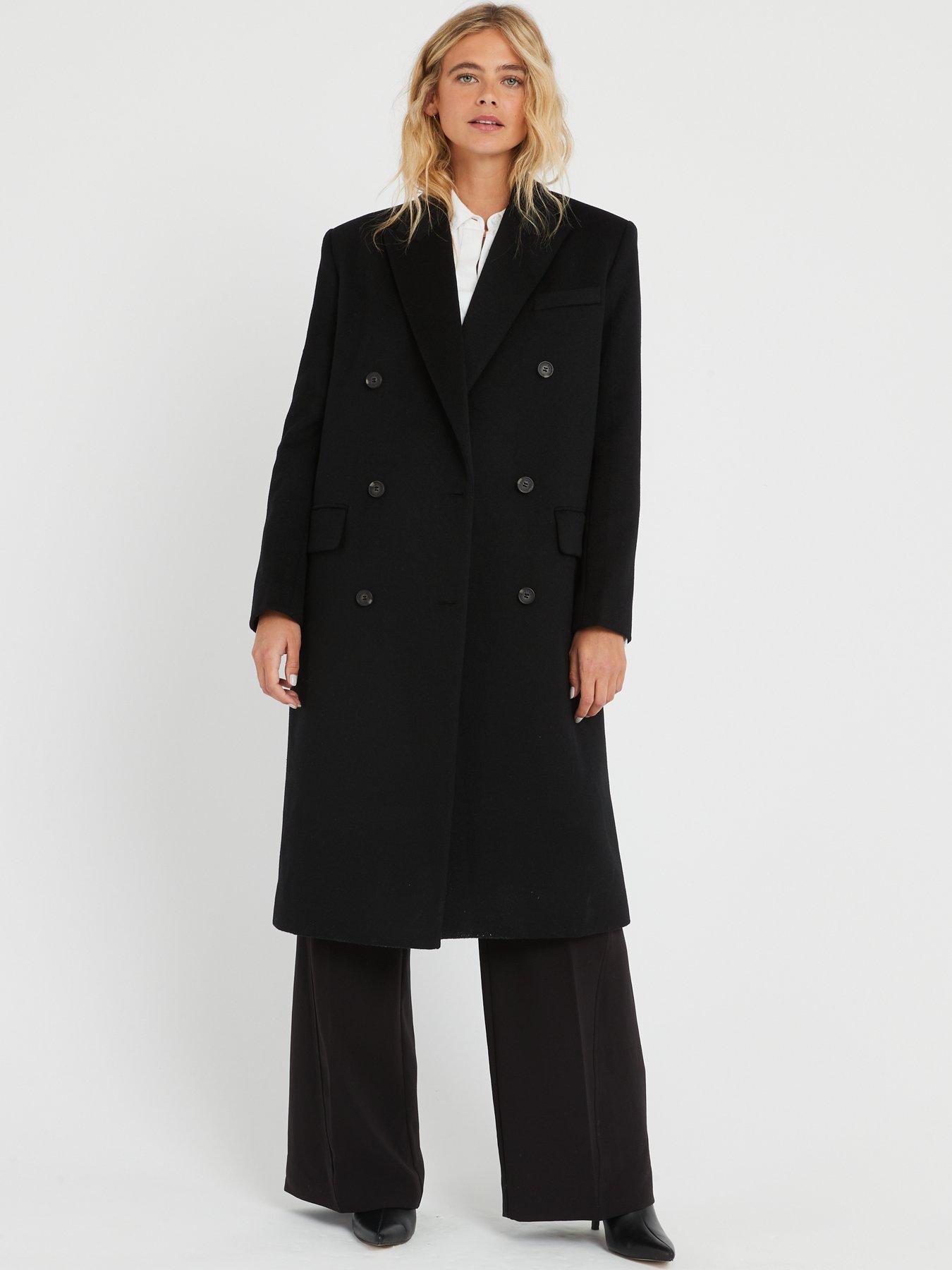 Calvin klein black store wool coat