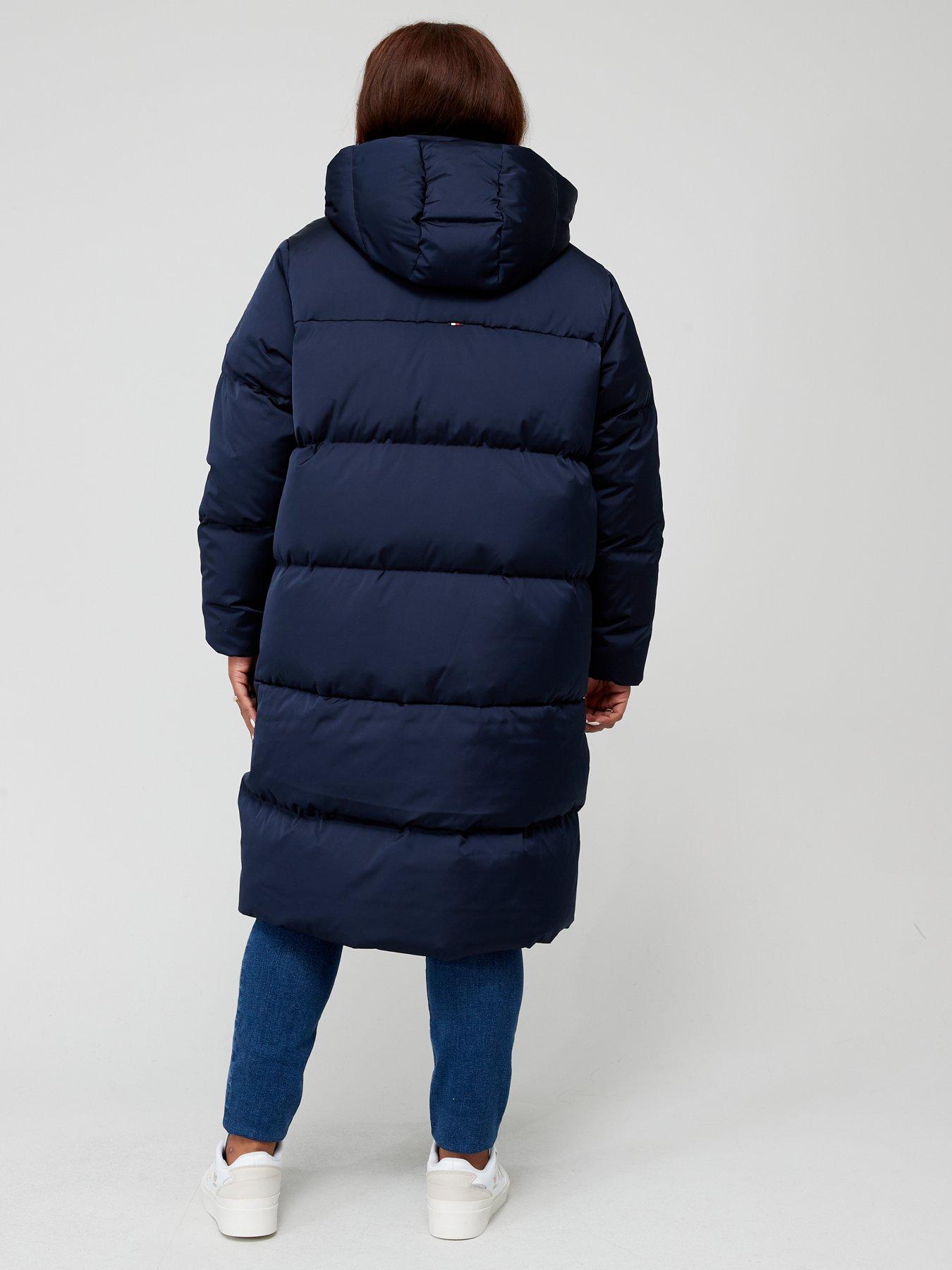 Buy Navy Blue Borg Lined Longline Hooded Padded Coat from Next Ireland