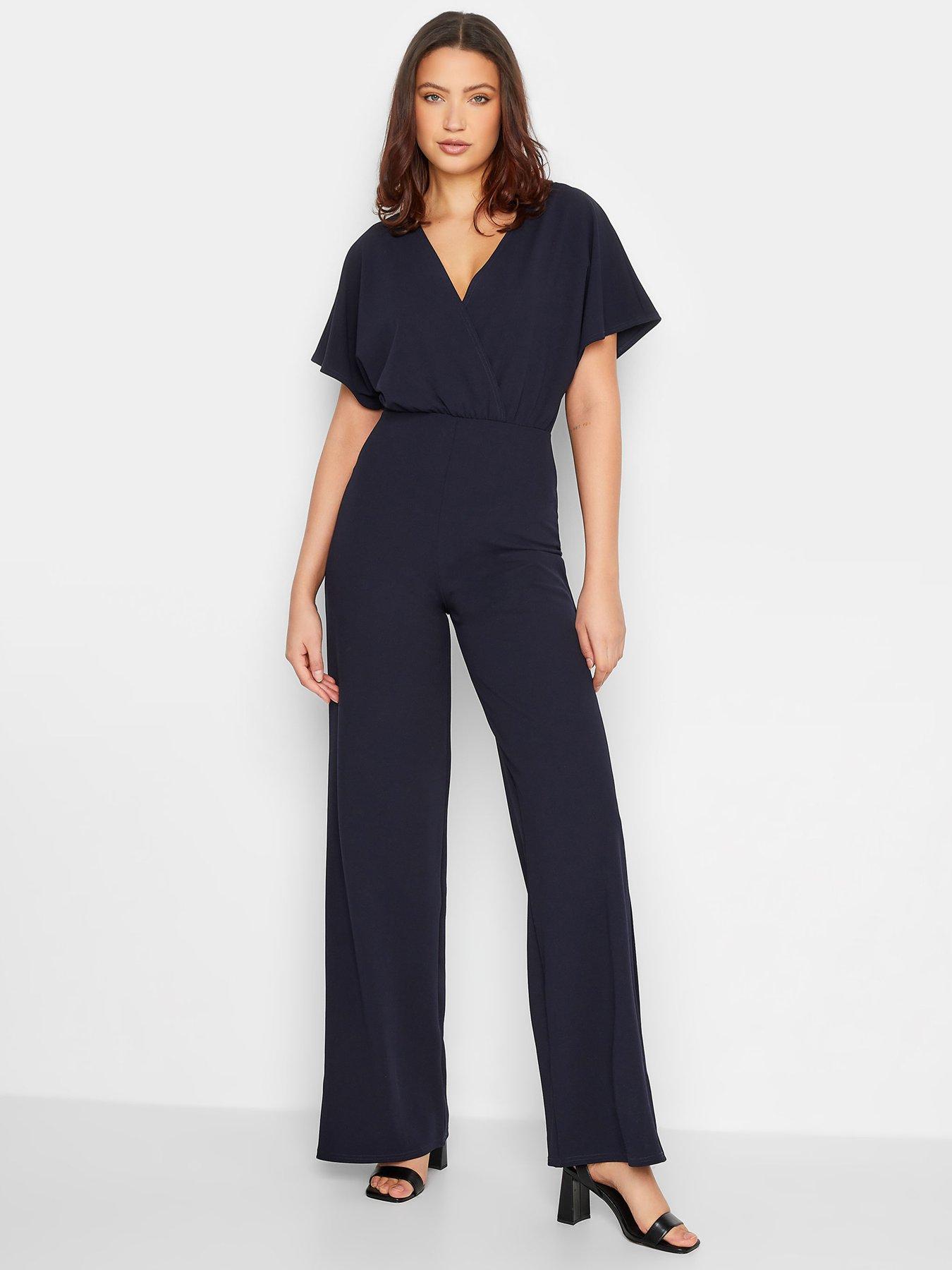 Navy jumpsuit sales with sleeves