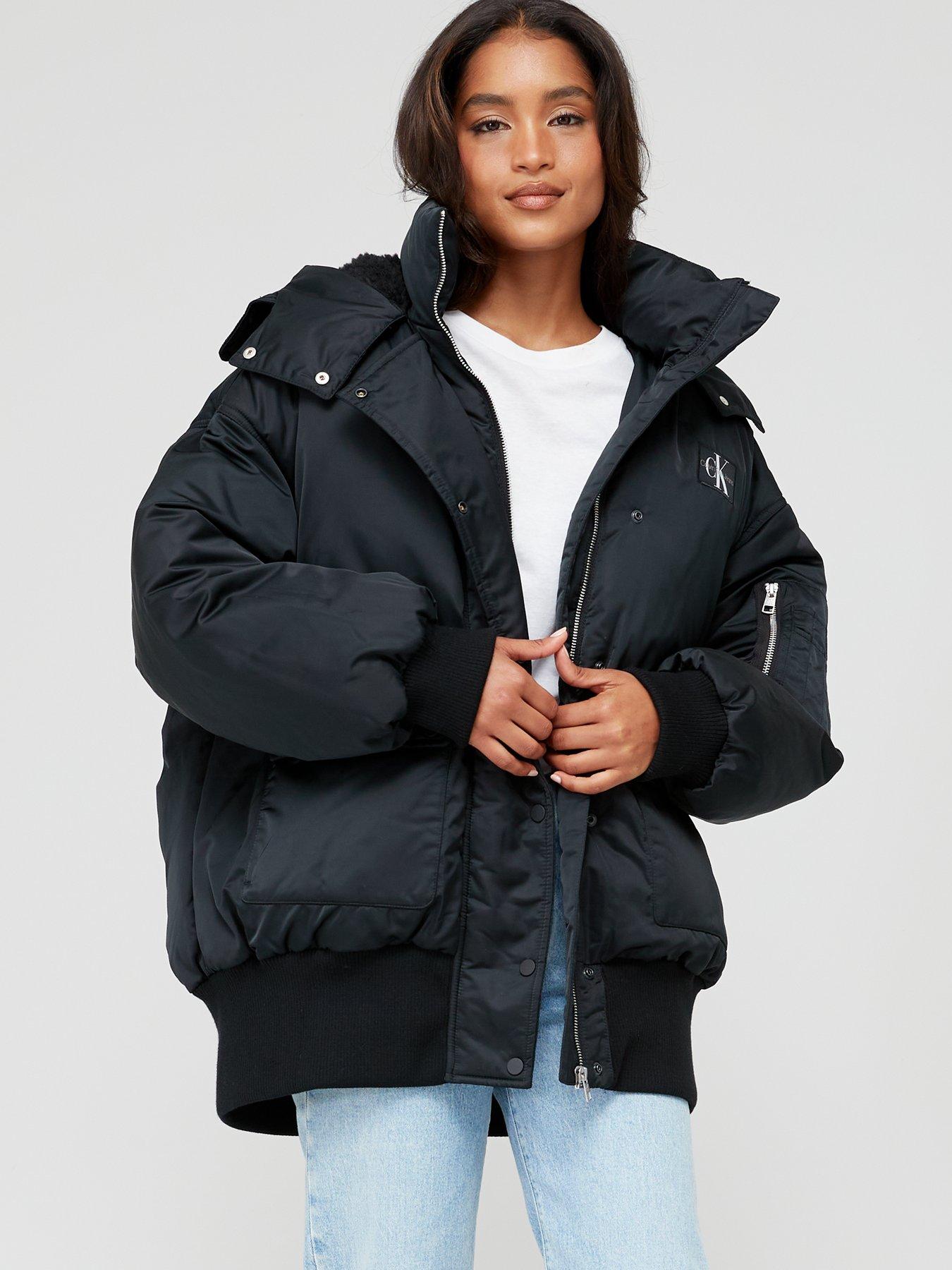 Oversized hooded bomber jacket sale