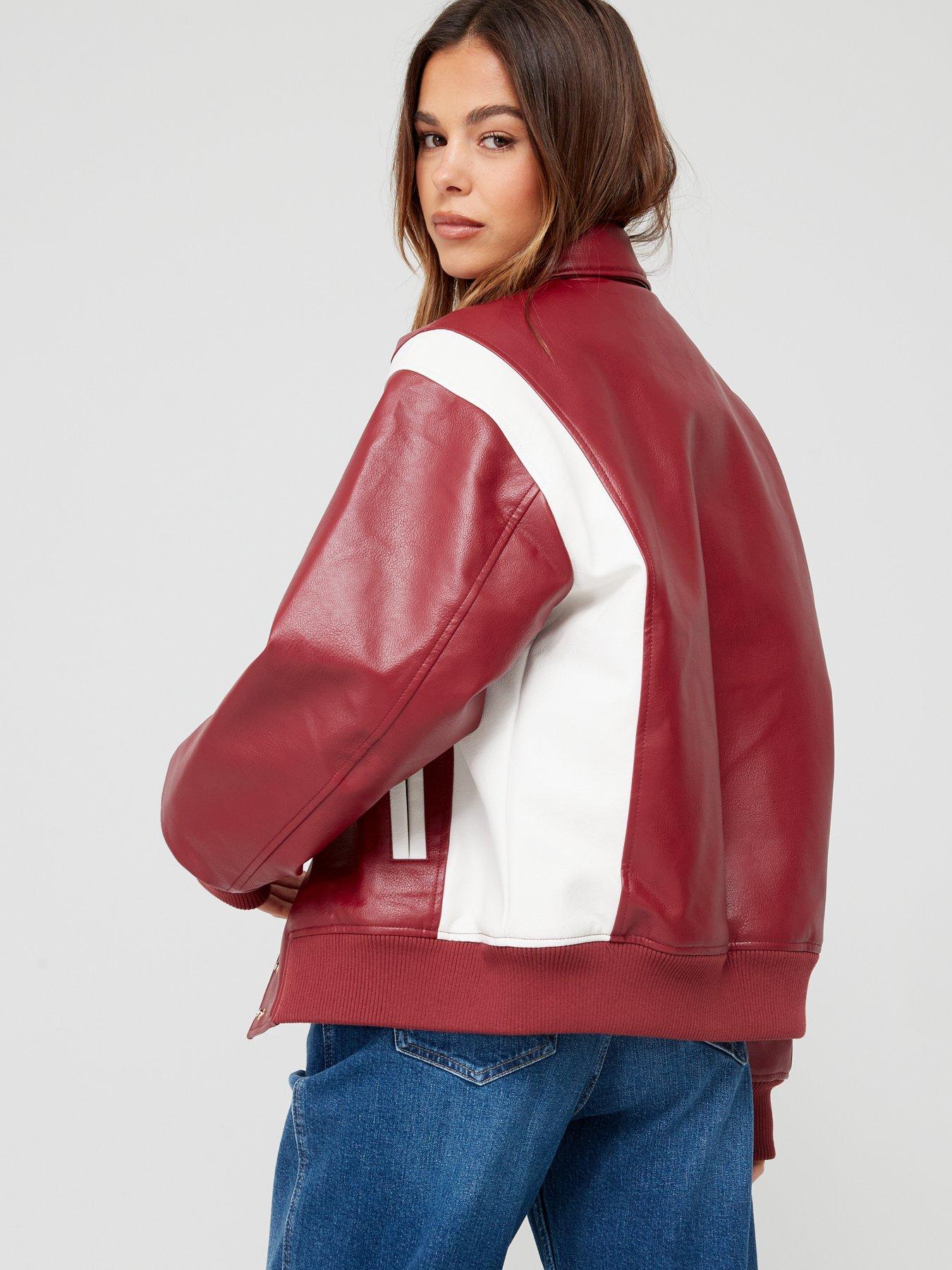 Leather jacket red on sale inside