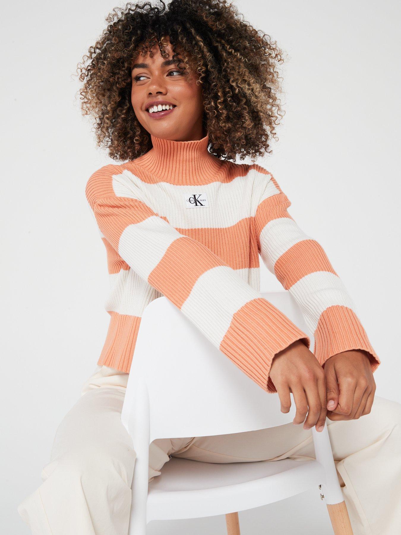 calvin-klein-jeans-logo-rib-stripe-jumper-orangeoutfit