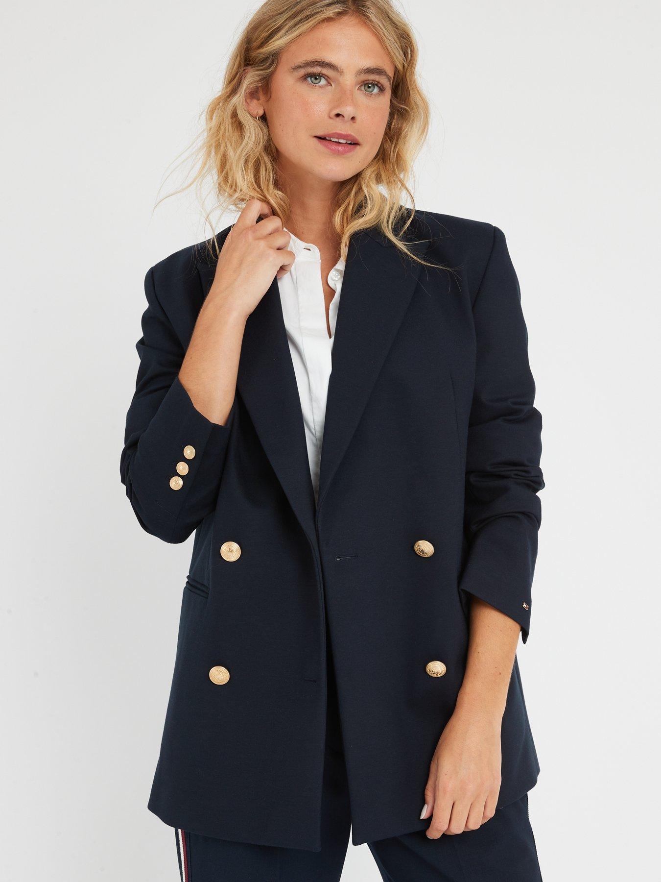 Relaxed Double Breasted Blazer Dark Blue