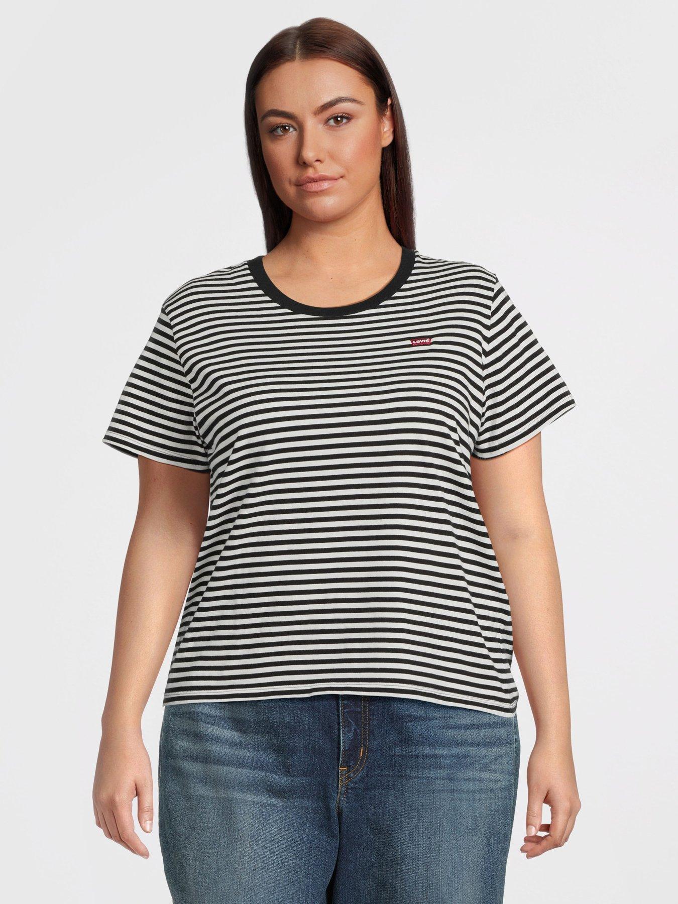 Levi's Plus Perfect T-shirt (plus Size) - Raita Stripe Caviar - Black/White