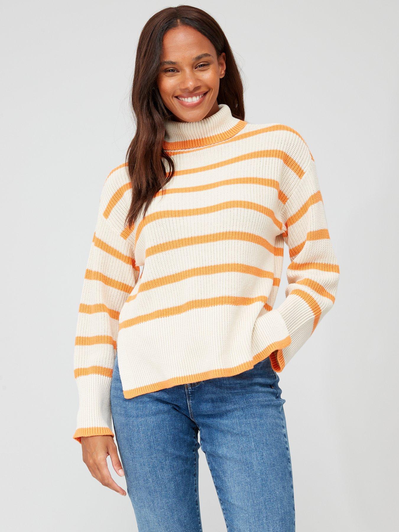 pieces-june-roll-neck-stripe-jumper-orange