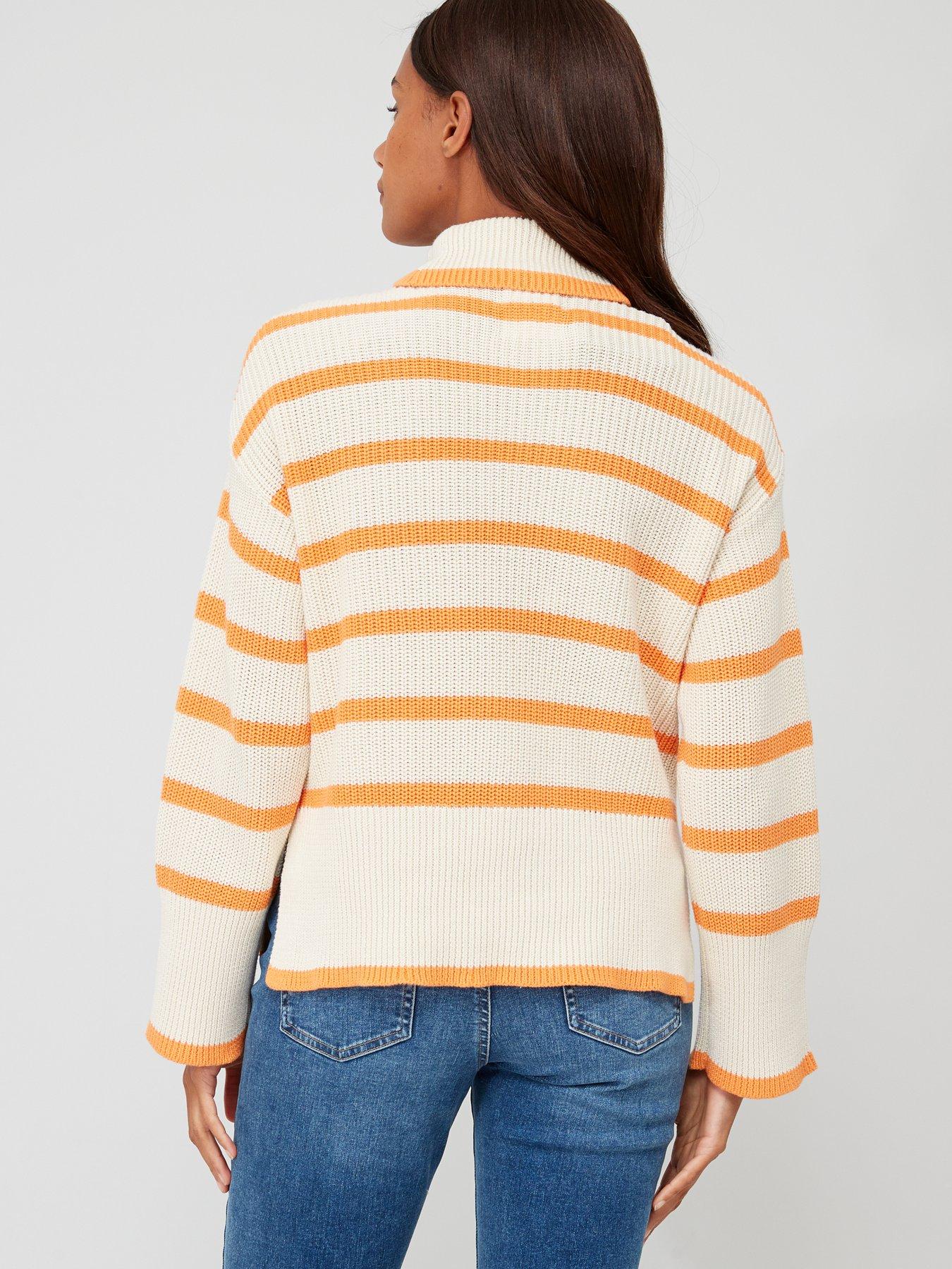 pieces-june-roll-neck-stripe-jumper-orangestillFront