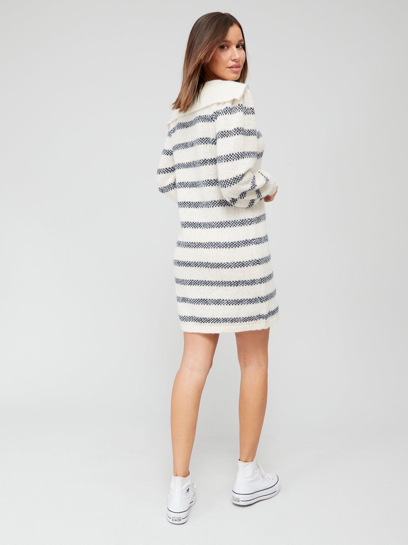 pieces-jadine-half-zip-knitted-dress-multistillFront