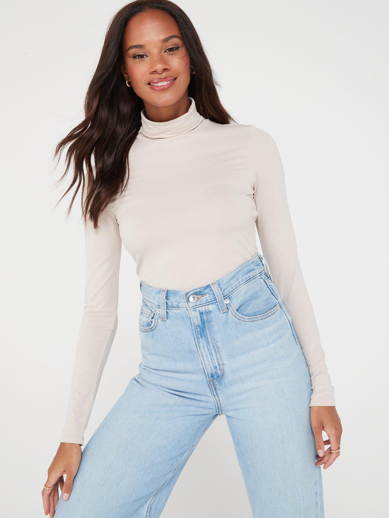 Everyday Lettuce Hem Long Sleeve Rib Top - Blue