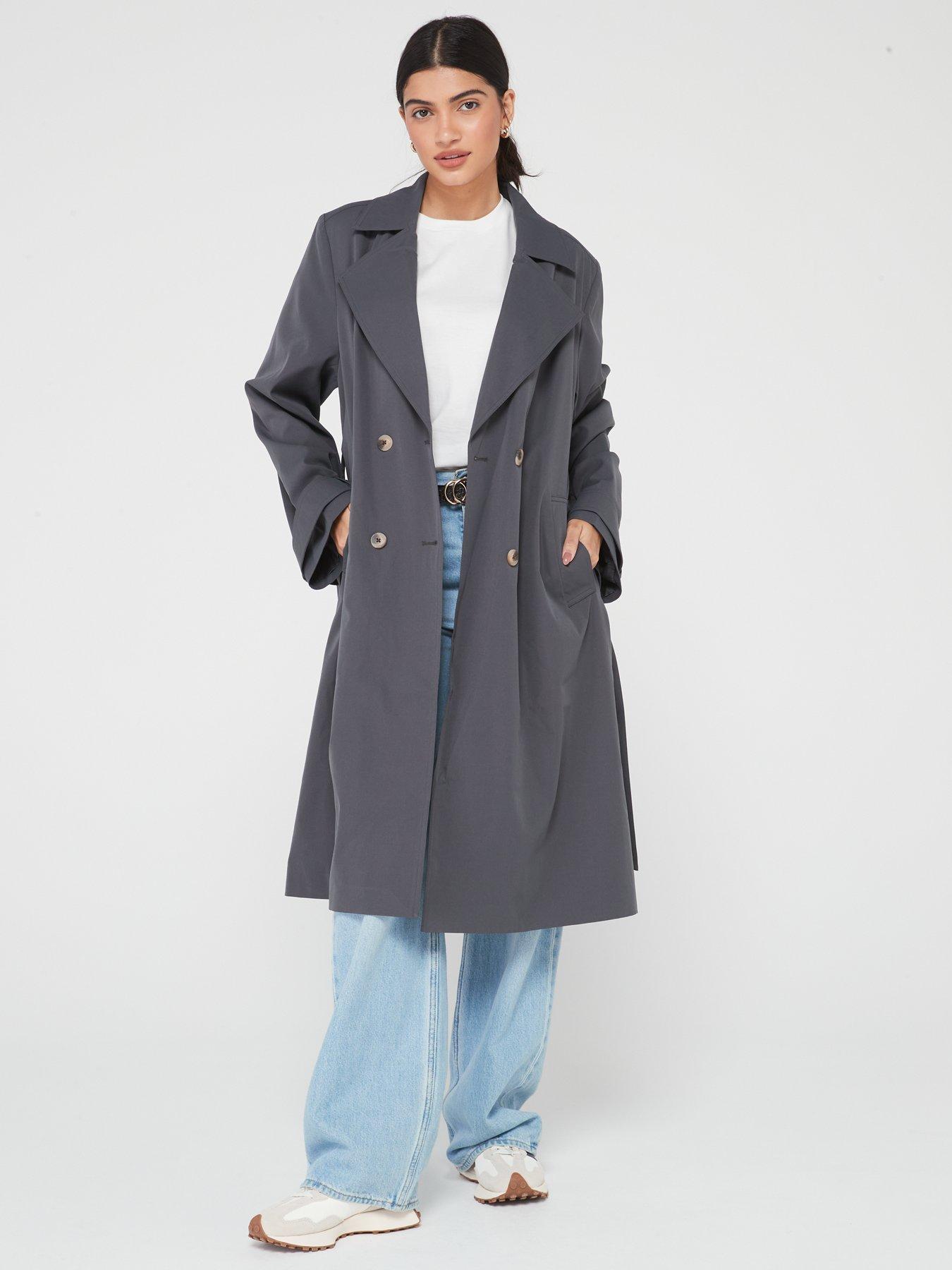 Jikkie Double Breasted Trench Coat Dark Grey