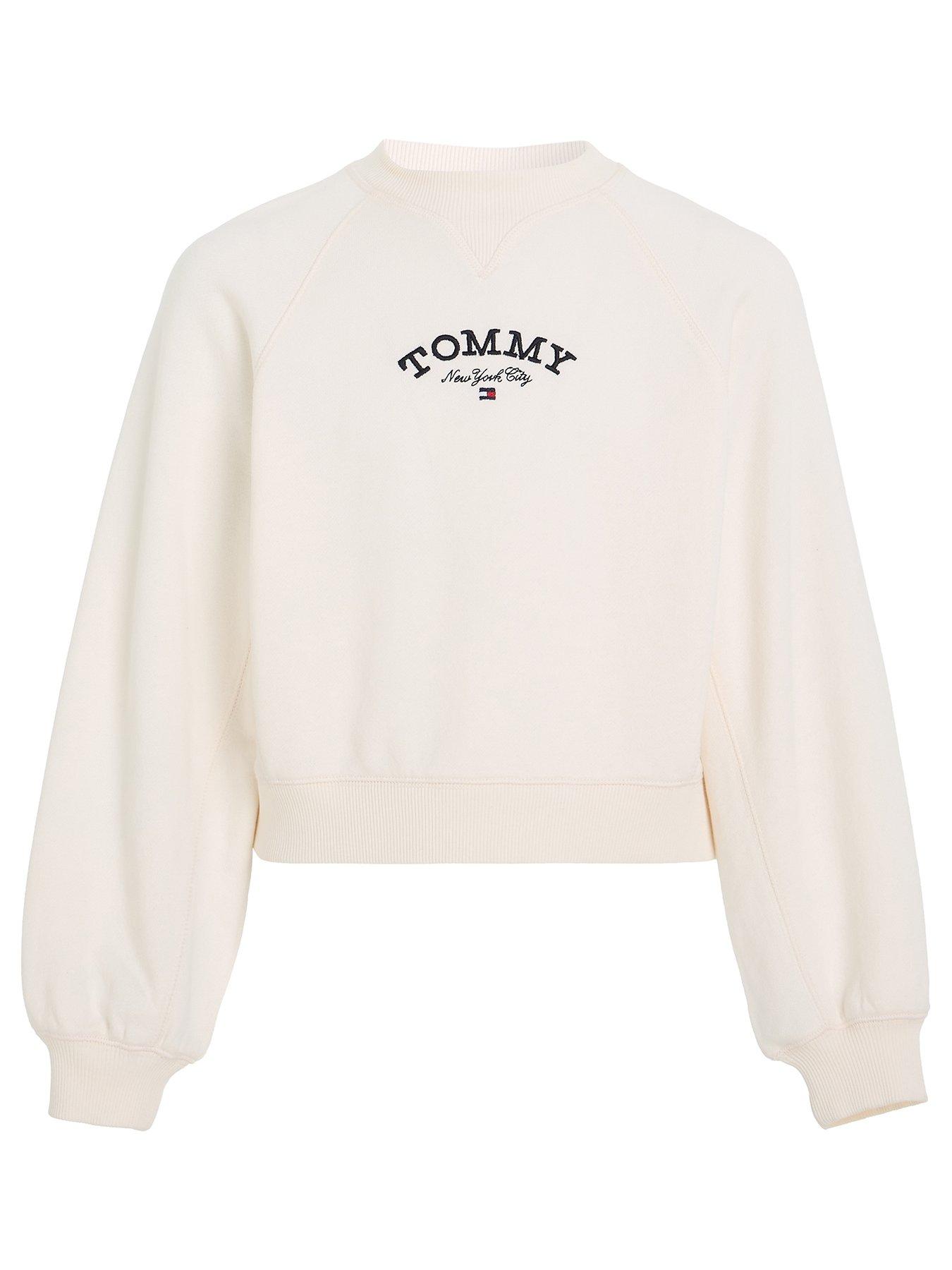 Tommy Hilfiger Girls Tommy Logo Crew Sweatshirt - Ancient White