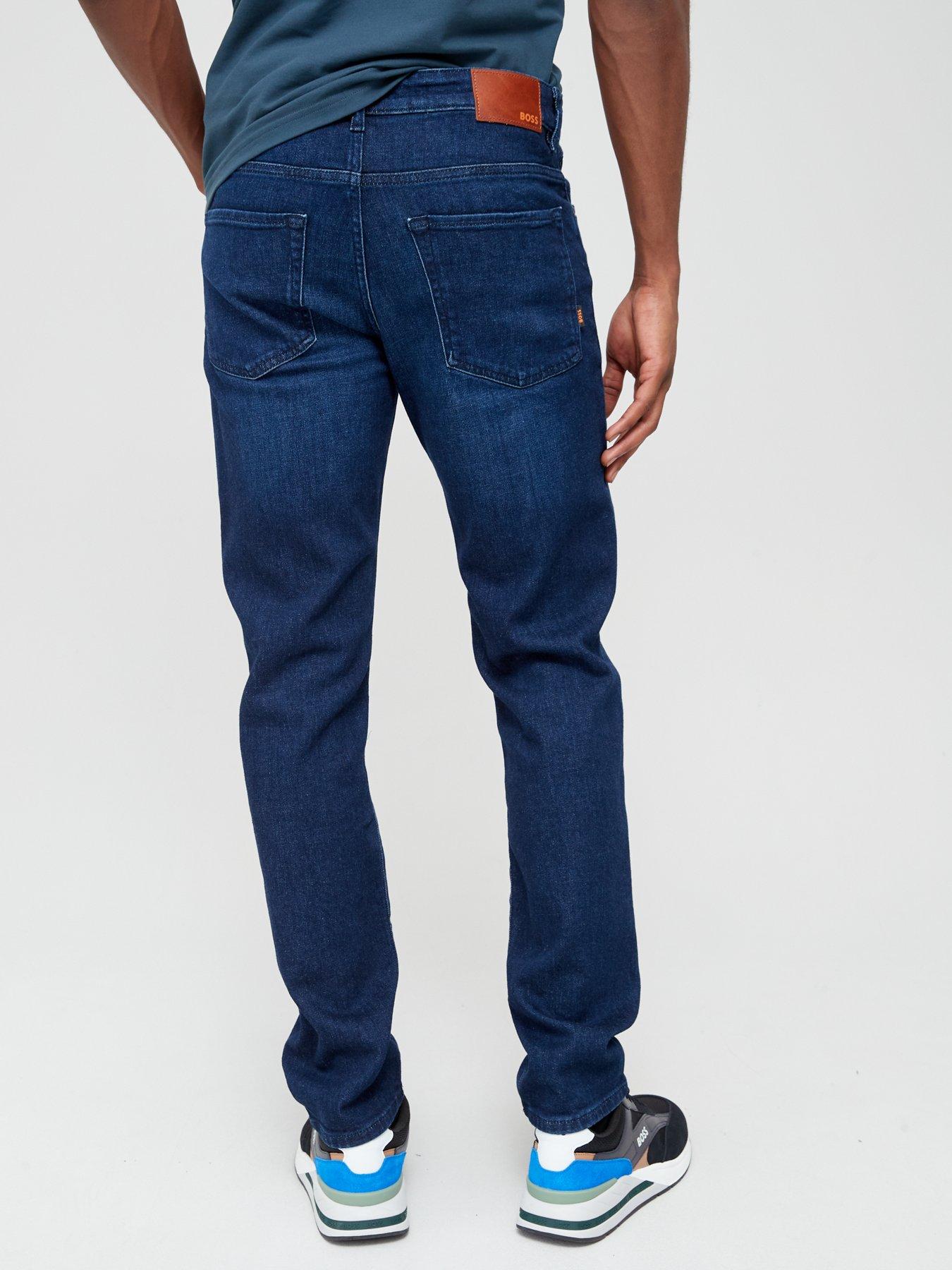Image 2 of 5 of BOSS Mens Maine Regular Fit Stretch Jeans - Dark Blue