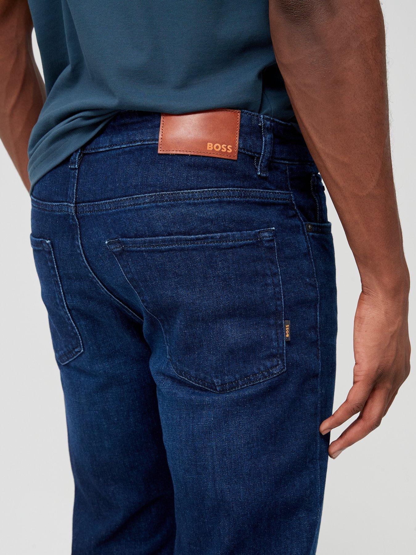 Image 4 of 5 of BOSS Mens Maine Regular Fit Stretch Jeans - Dark Blue