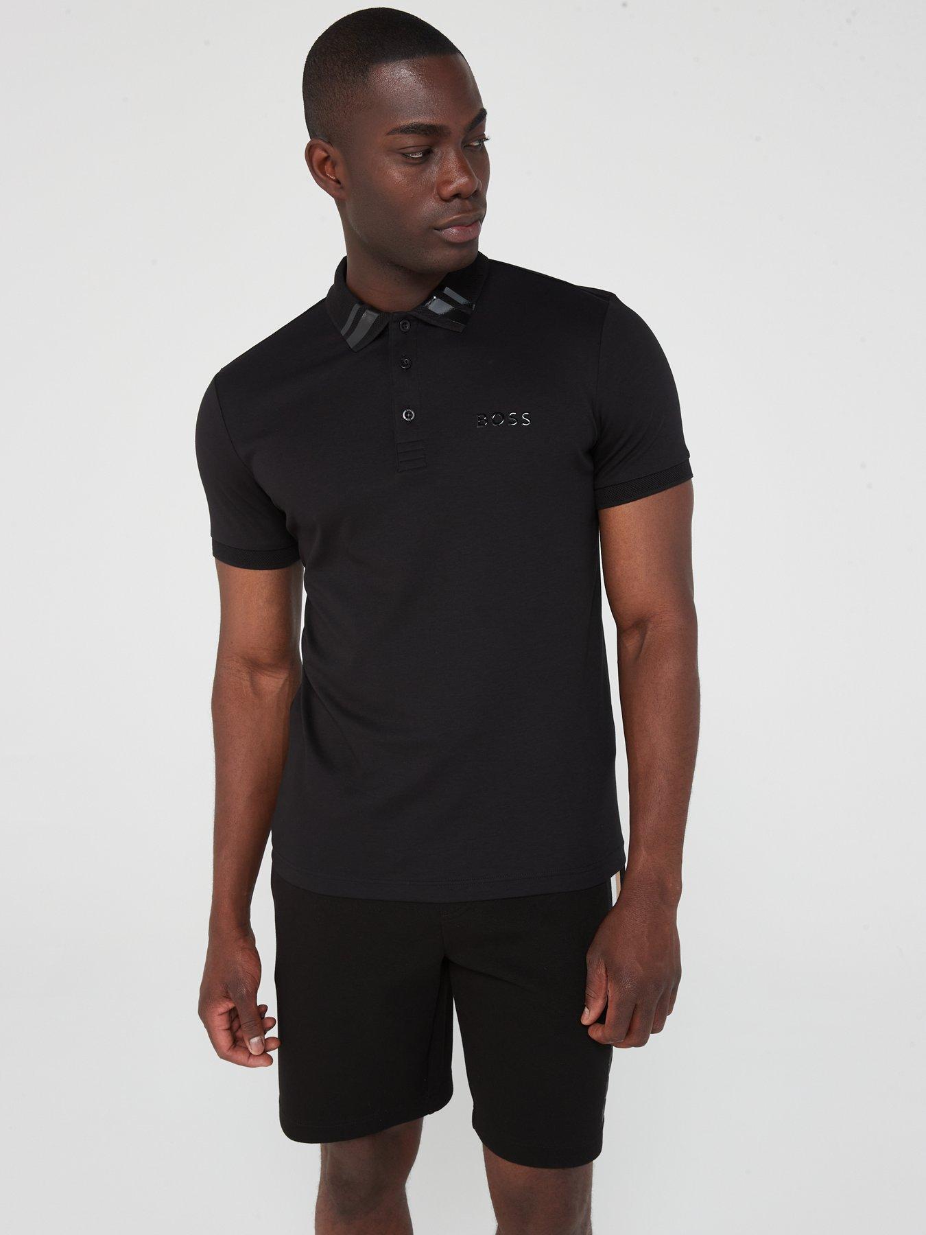 Mens slim clearance fit black polo