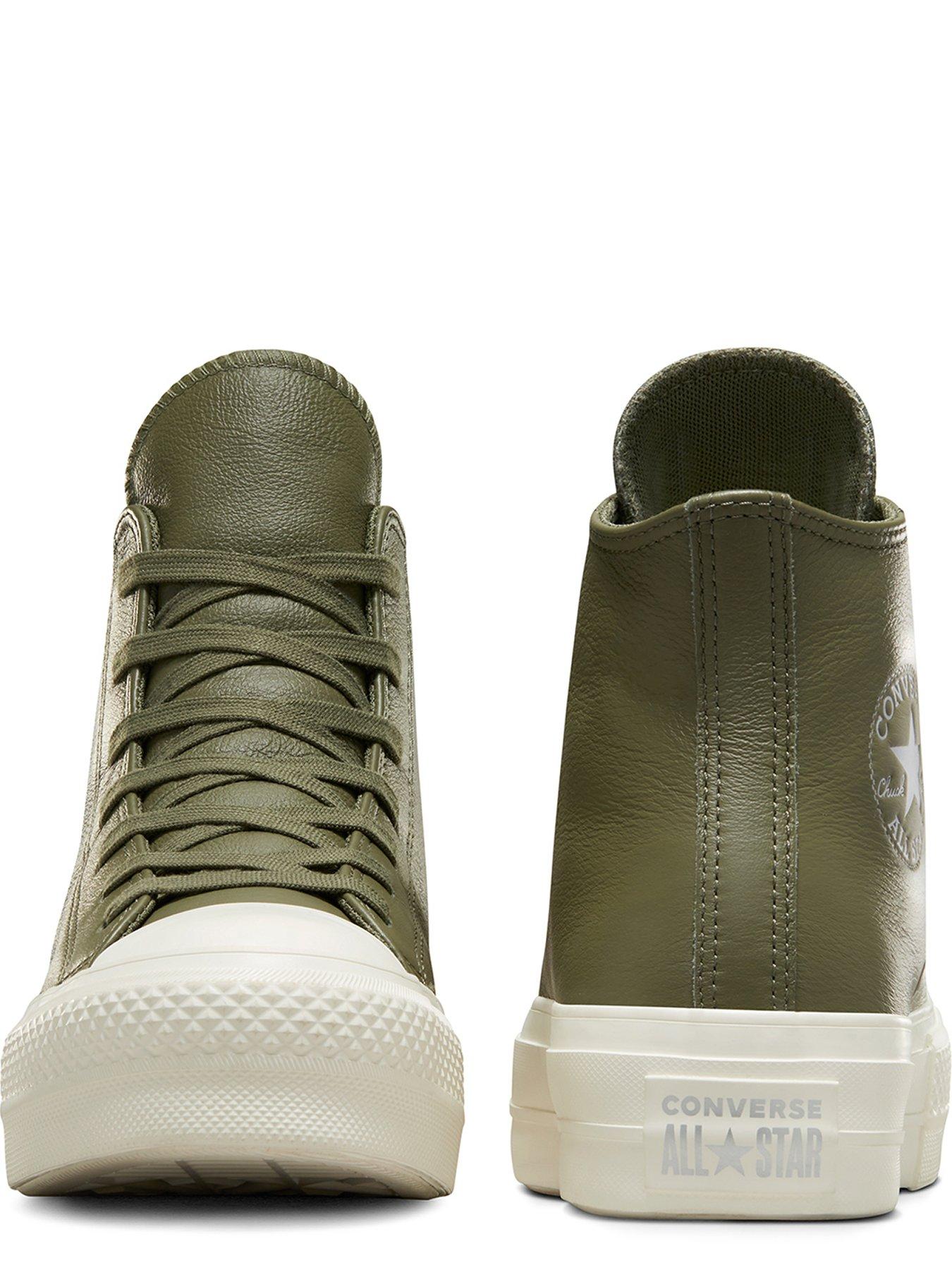 Dark green leather converse online