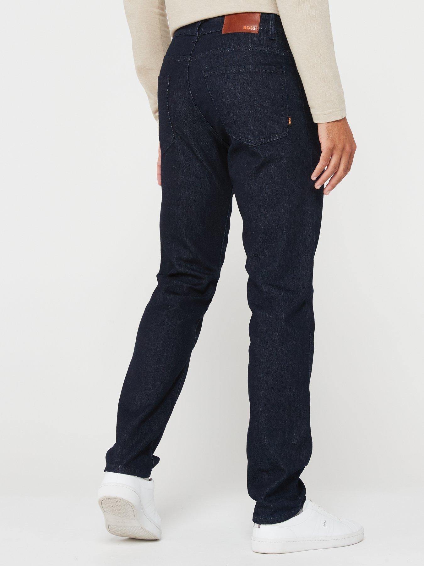 Image 2 of 4 of BOSS Mens Regular Fit Stretch Straight Jeans - Dark Blue