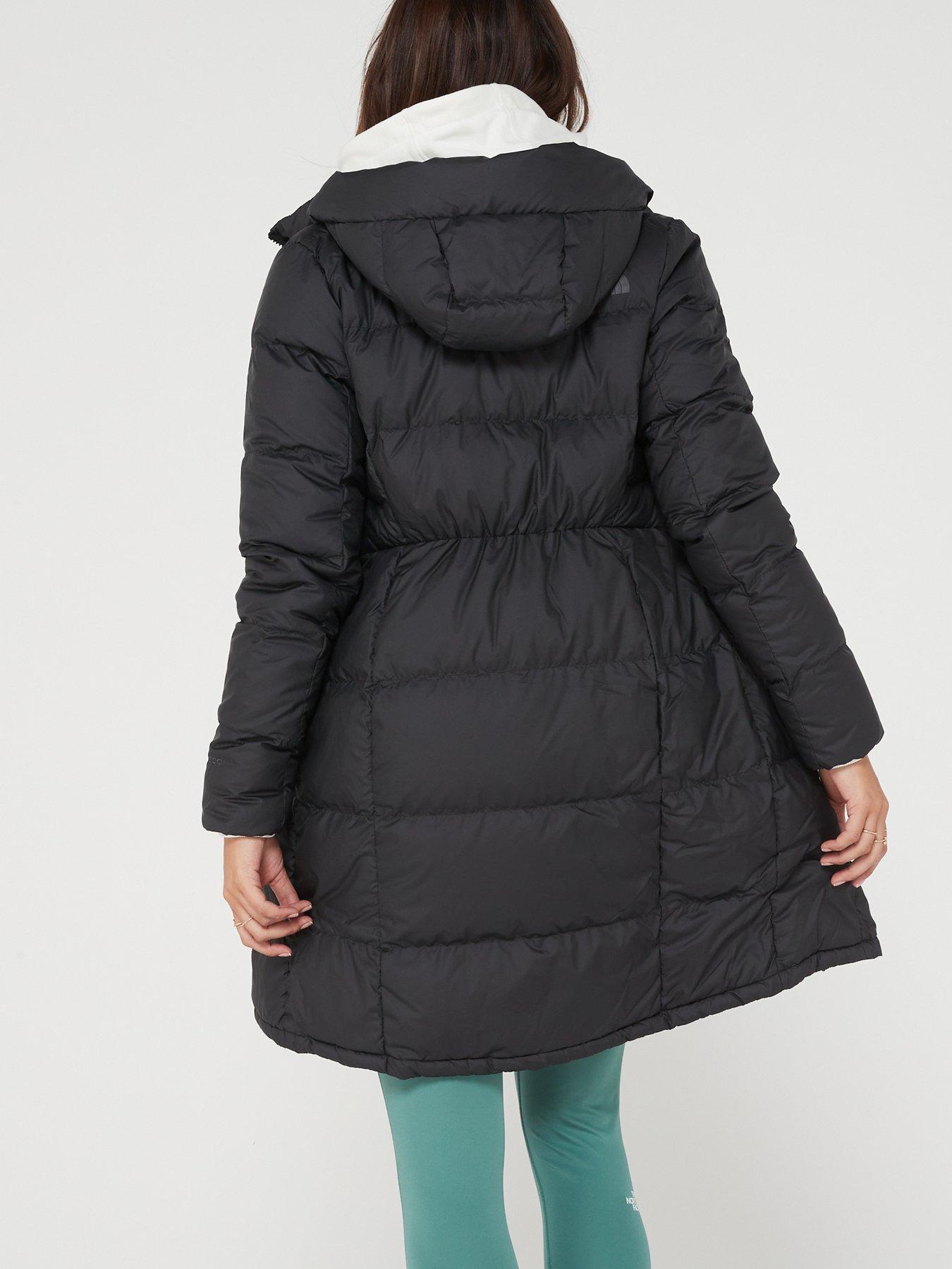 North face long clearance black coat