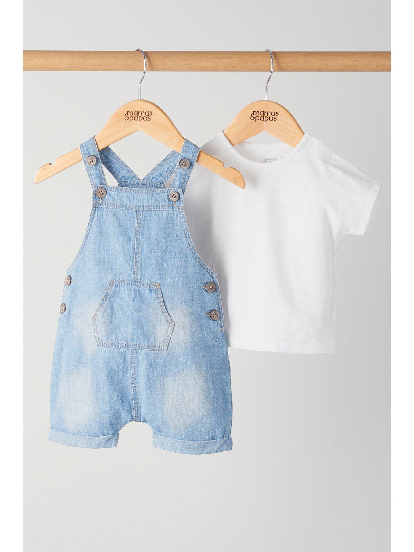Image 5 of 5 of Mamas & Papas Baby Boys 2 Piece Denim Dungaree Set - Blue