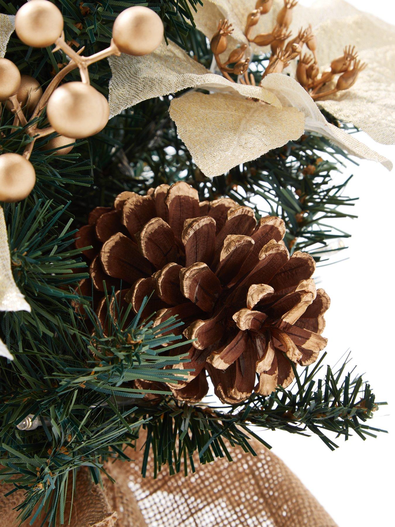 Image 5 of 6 of The Very Collection 24 Inch&nbsp;Poinsettia Lit Table Top Christmas Tree&nbsp; -&nbsp;Gold