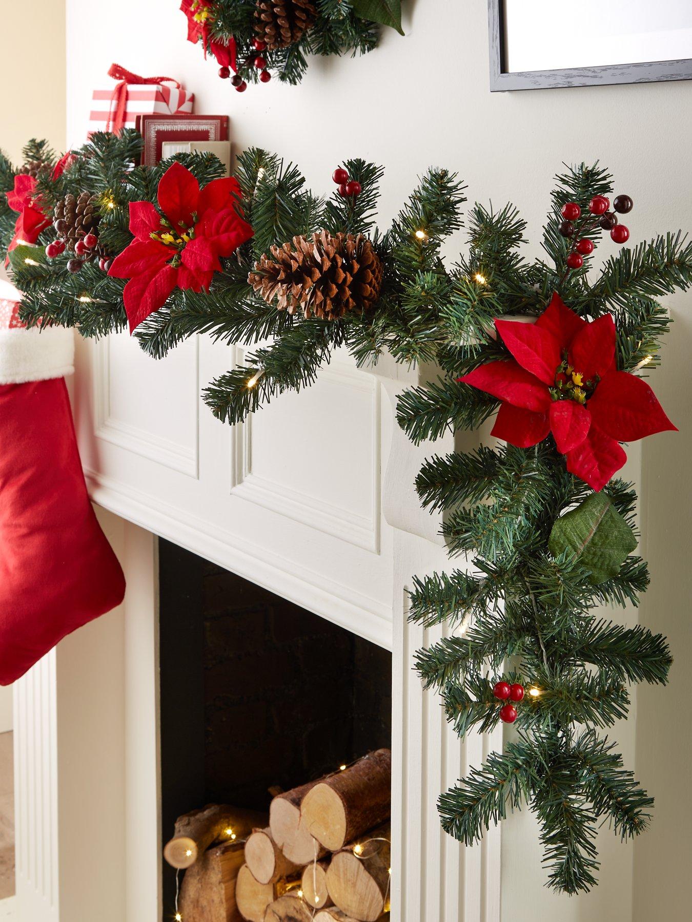 everyday-6ftnbsppoinsettia-pre-lit-christmasnbspgarland-redfront