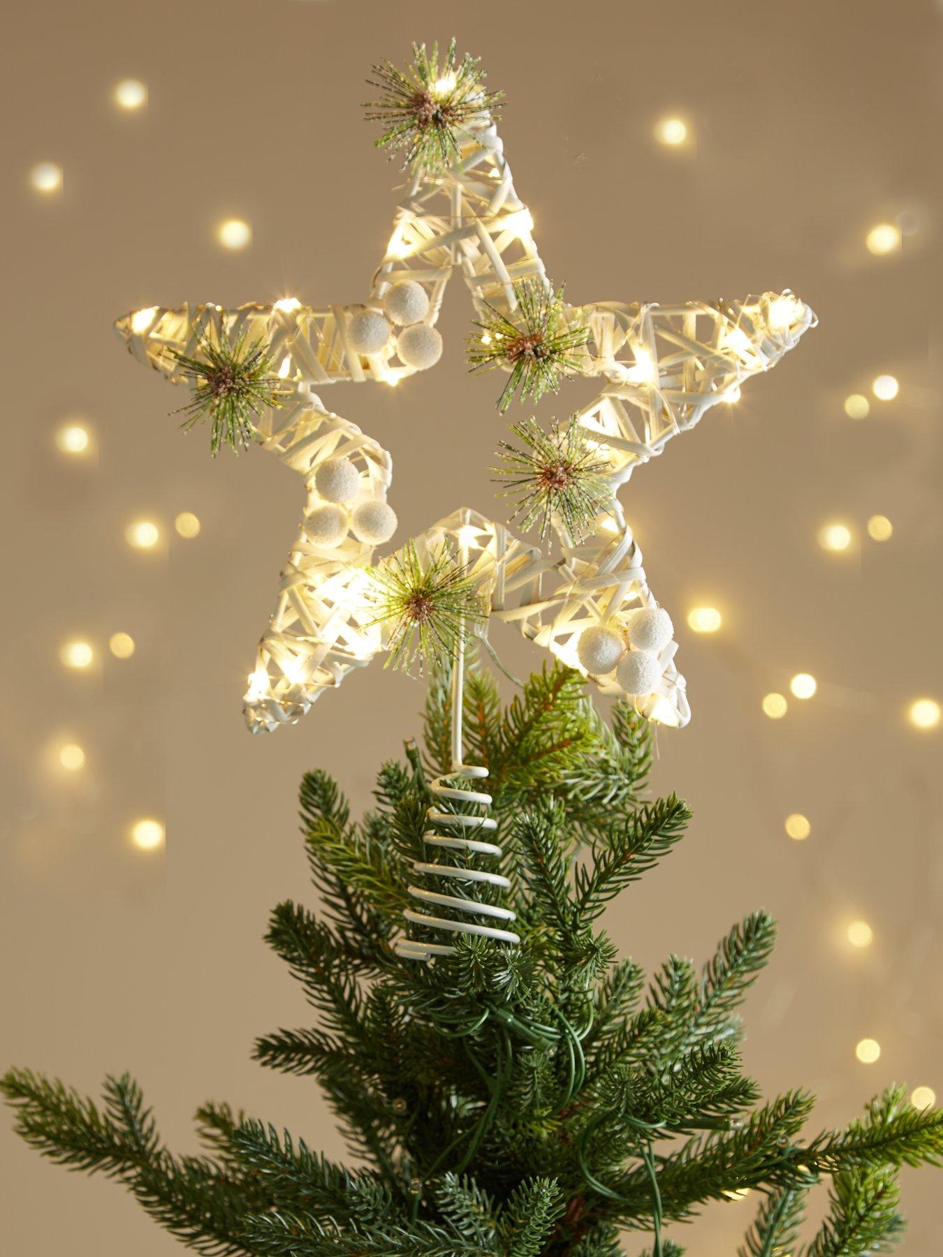 Image 1 of 4 of Very Home Pre Lit White Star Christmas Tree Topper