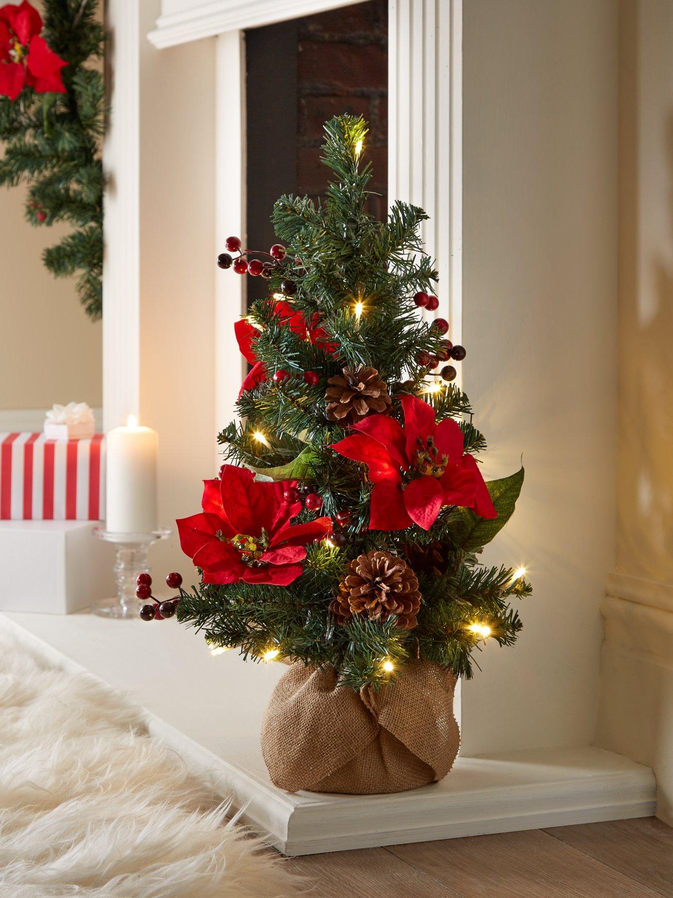 Image 1 of 6 of undefined 24 Inch&nbsp;Poinsettia Table Top Pre Lit Christmas Tree