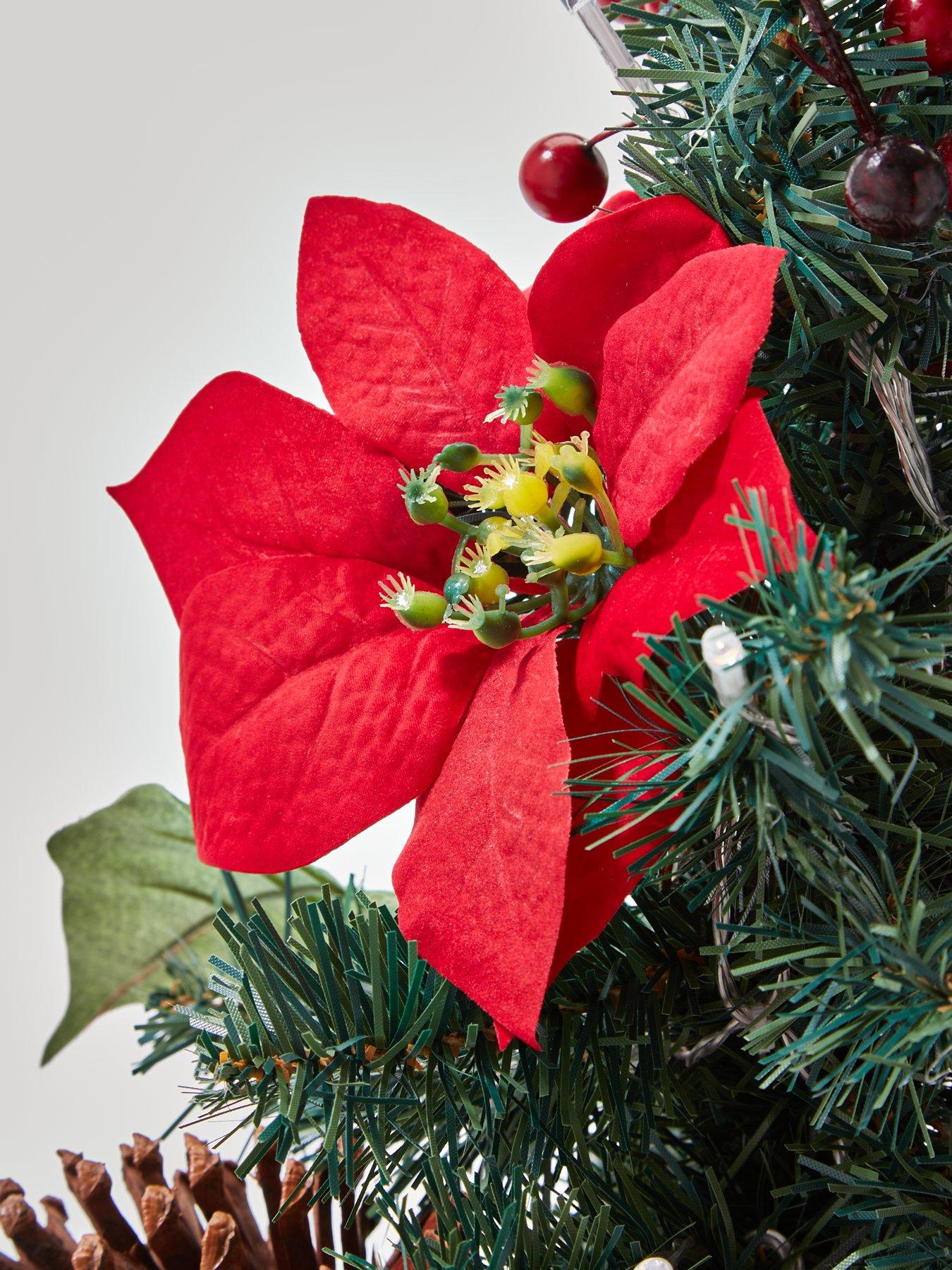 Image 4 of 6 of undefined 24 Inch&nbsp;Poinsettia Table Top Pre Lit Christmas Tree