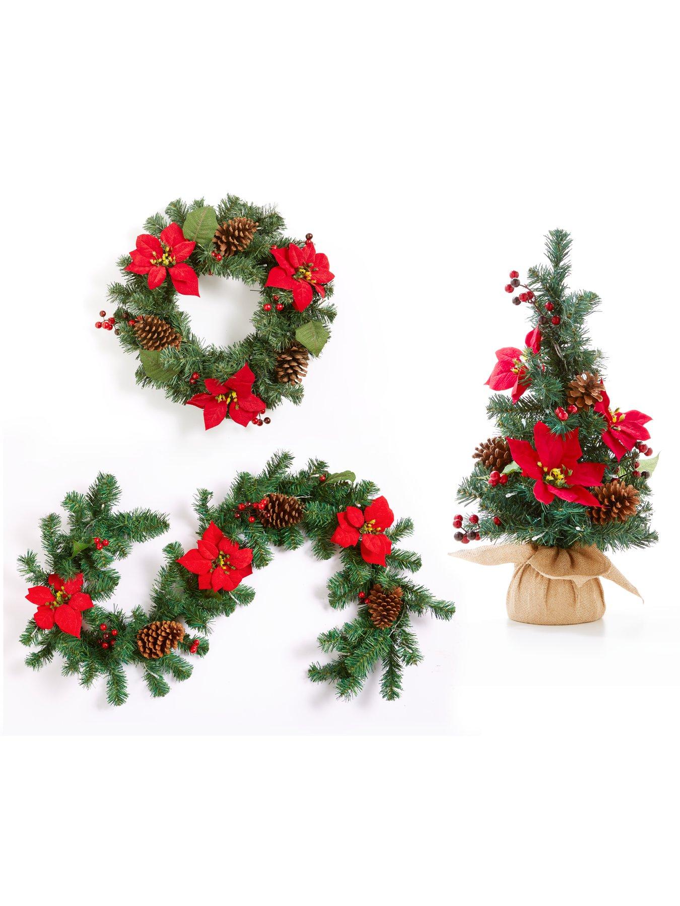 Image 6 of 6 of undefined 24 Inch&nbsp;Poinsettia Table Top Pre Lit Christmas Tree