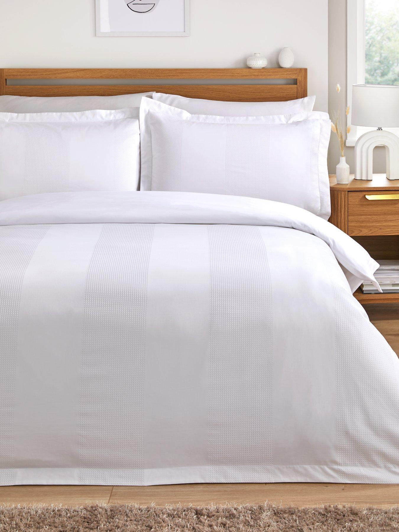 Image 1 of 5 of Very Home Waffle Stripe Duvet Cover Set - White