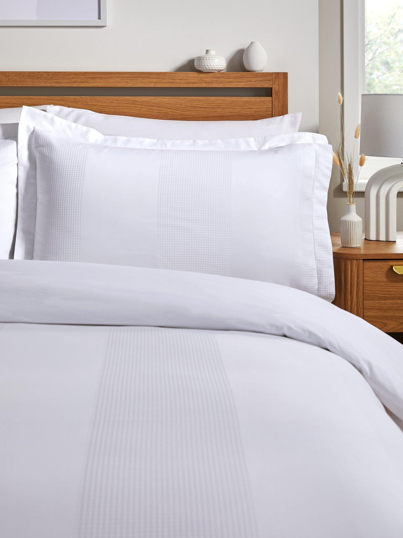 Image 3 of 5 of Very Home Waffle Stripe Duvet Cover Set - White