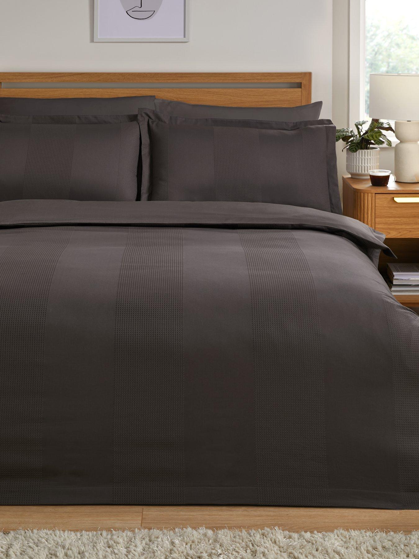 very-home-waffle-stripe-duvet-cover-set-charcoalfront