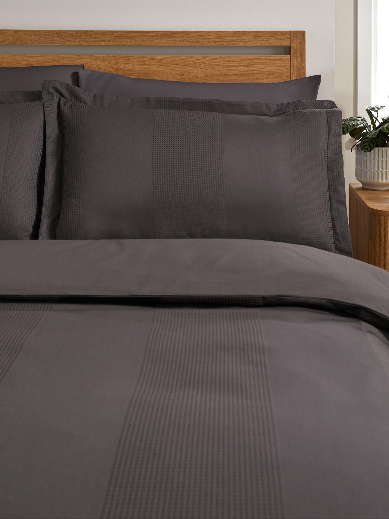 very-home-waffle-stripe-duvet-cover-set-charcoalback